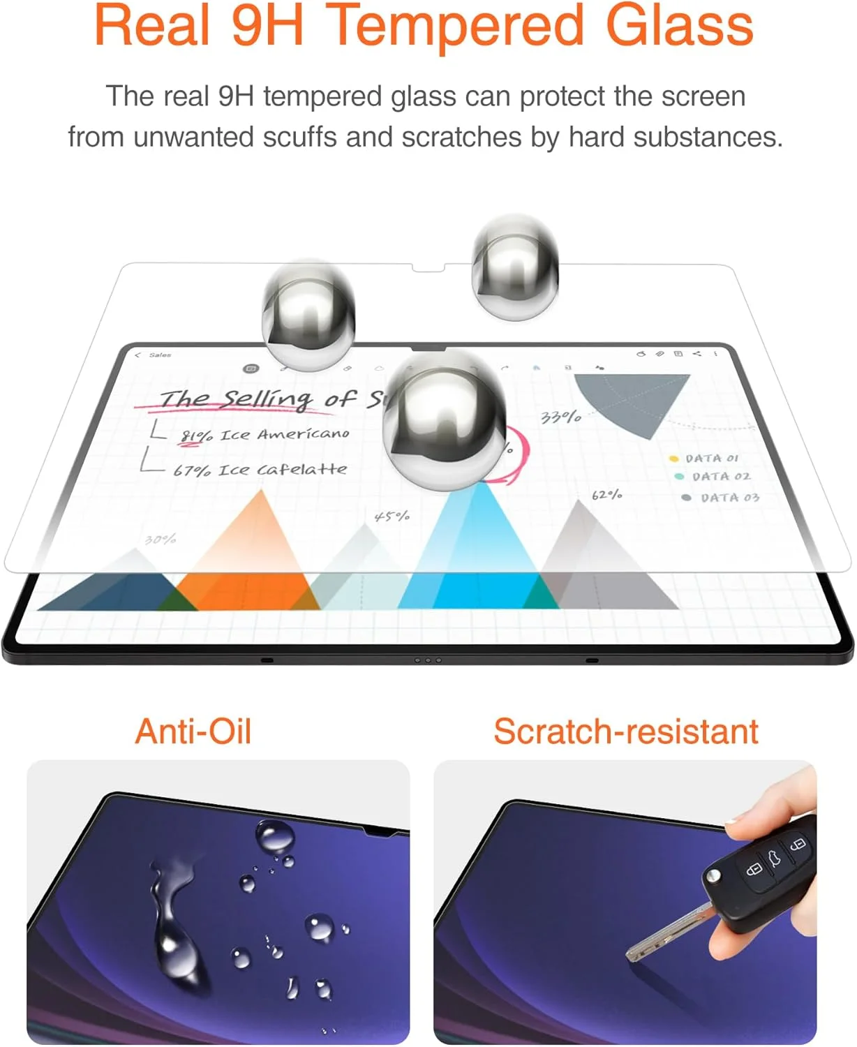 محافظ صفحه نمایش شیشه ای مات Silkfeel KCT برای تبلت سامسونگ گلکسی تب S9 Ultra / S8 Ultra سایز 14.6 اینچ مدل 2023/2022 (SM-X900/SM-X906/SM-X916B) [ابزار تراز خودکار] [شیشه حرارت دیده]