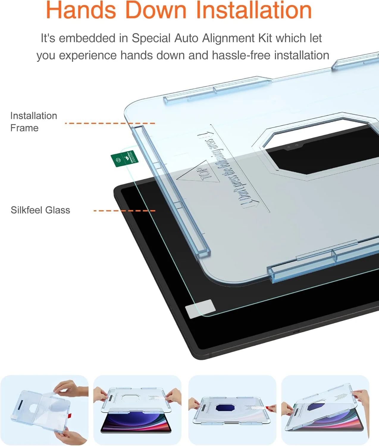 محافظ صفحه نمایش شیشه ای مات Silkfeel KCT برای تبلت سامسونگ گلکسی تب S9 Ultra / S8 Ultra سایز 14.6 اینچ مدل 2023/2022 (SM-X900/SM-X906/SM-X916B) [ابزار تراز خودکار] [شیشه حرارت دیده]