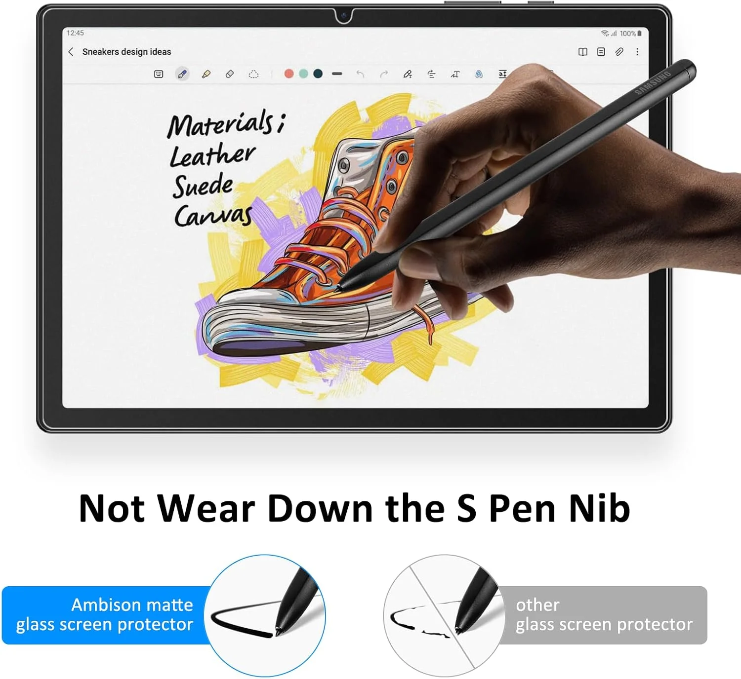 محافظ صفحه نمایش شیشه ای مات Ambison [بسته 2 عددی] سازگار با Samsung Galaxy Tab A9+/S10 Fe/S9 fe (11 اینچ مدل 2025)، ضد تابش نور و اثر انگشت/شیشه حرارت دیده/بدون حباب، مدل تبلت A9+/S9 fe