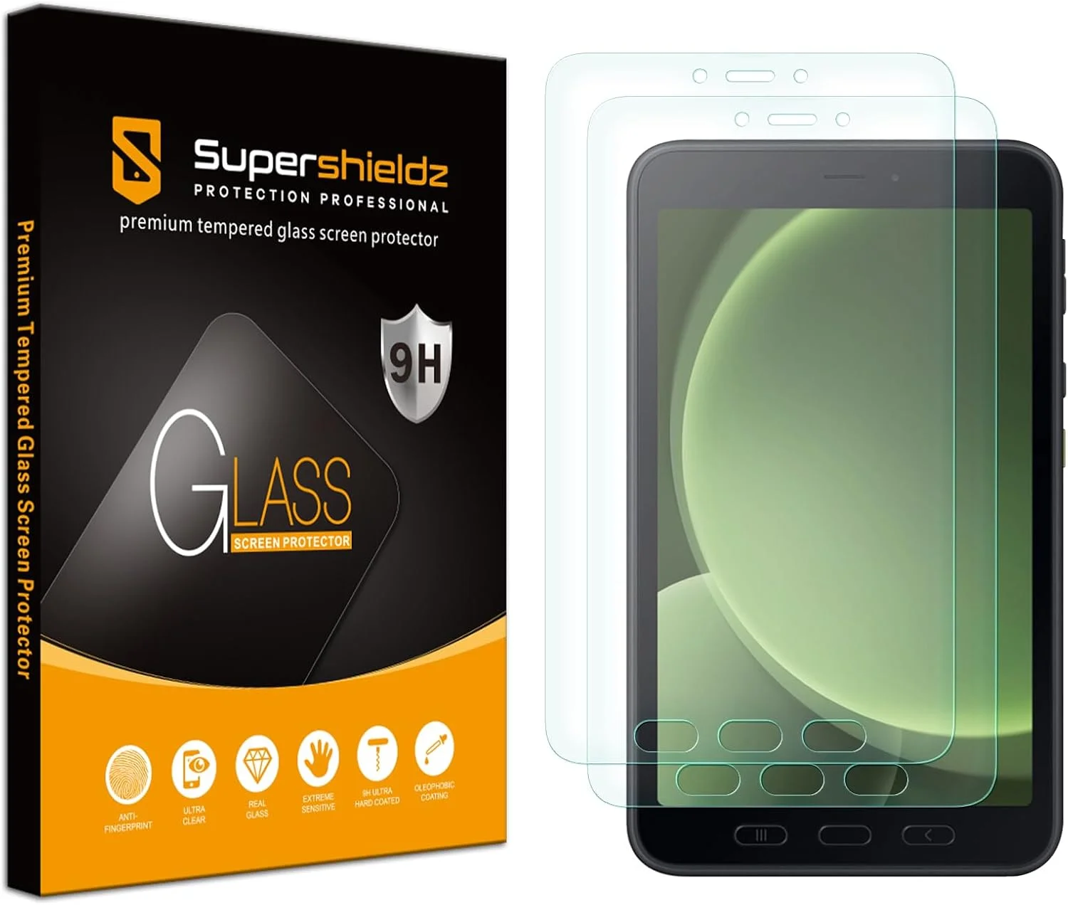 محافظ صفحه نمایش شیشه ای حرارت دیده سوپرشیلدز (2 عددی) طراحی شده برای تبلت سامسونگ گلکسی تب اکتیو 5 (8 اینچ)، ضد خش و بدون حباب