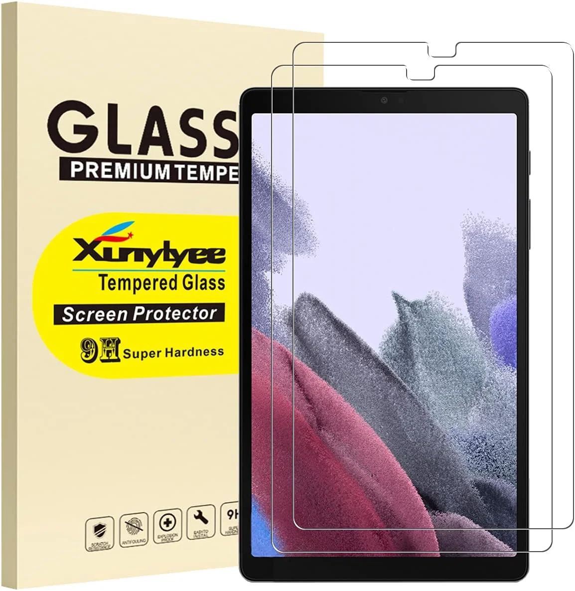 محافظ صفحه نمایش [2 عددی] XunyLyee سازگار با Samsung Galaxy Tab A7 Lite -T220/-T225، فیلم شیشه ای حرارت دیده برای تبلت Galaxy Tab A7 Lite 2021 ضد خش نصب آسان