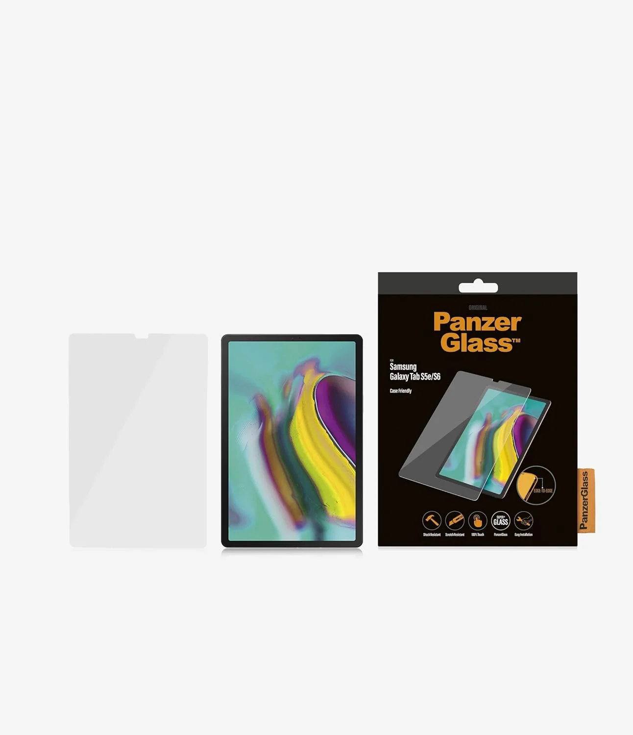 محافظ صفحه نمایش PanzerGlass Samsung Tab S6/S5E - شیشه حرارت دیده لبه به لبه، فناوری ضد خش، لبه های گرد، نصب آسان و سازگار با قاب - شفاف محافظ صفحه نمایش PanzerGlass Samsung Tab S6/S5E - شیشه حرارت دیده لبه به لبه، فناوری ضد خش، لبه های گرد، نصب آسان و سازگار با قاب - شفاف