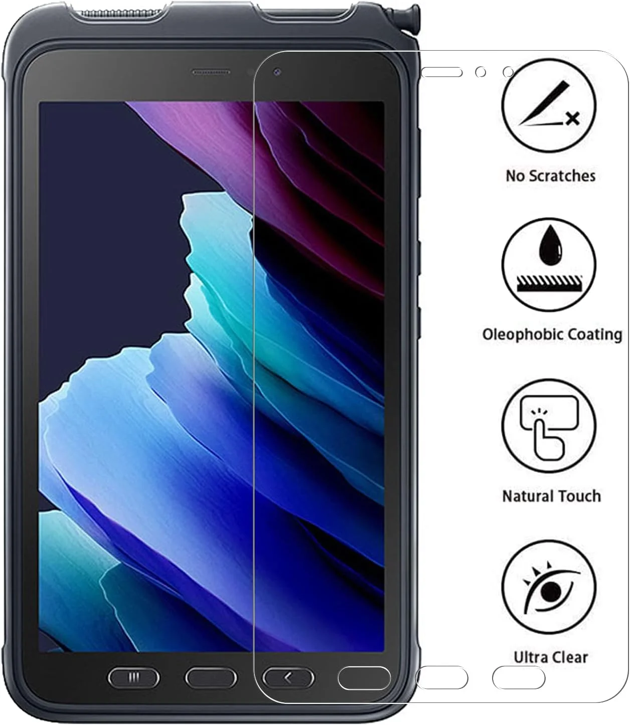 محافظ صفحه نمایش شیشه ای حرارت دیده Vatkyc برای تبلت سامسونگ گلکسی تب اکتیو 3 (8 اینچ)، پوشش کامل، سختی 9H، شفافیت HD، مقاوم در برابر خش، ضد اثر انگشت، مناسب برای تبلت T570 T575 T577 [بسته 3 عددی]