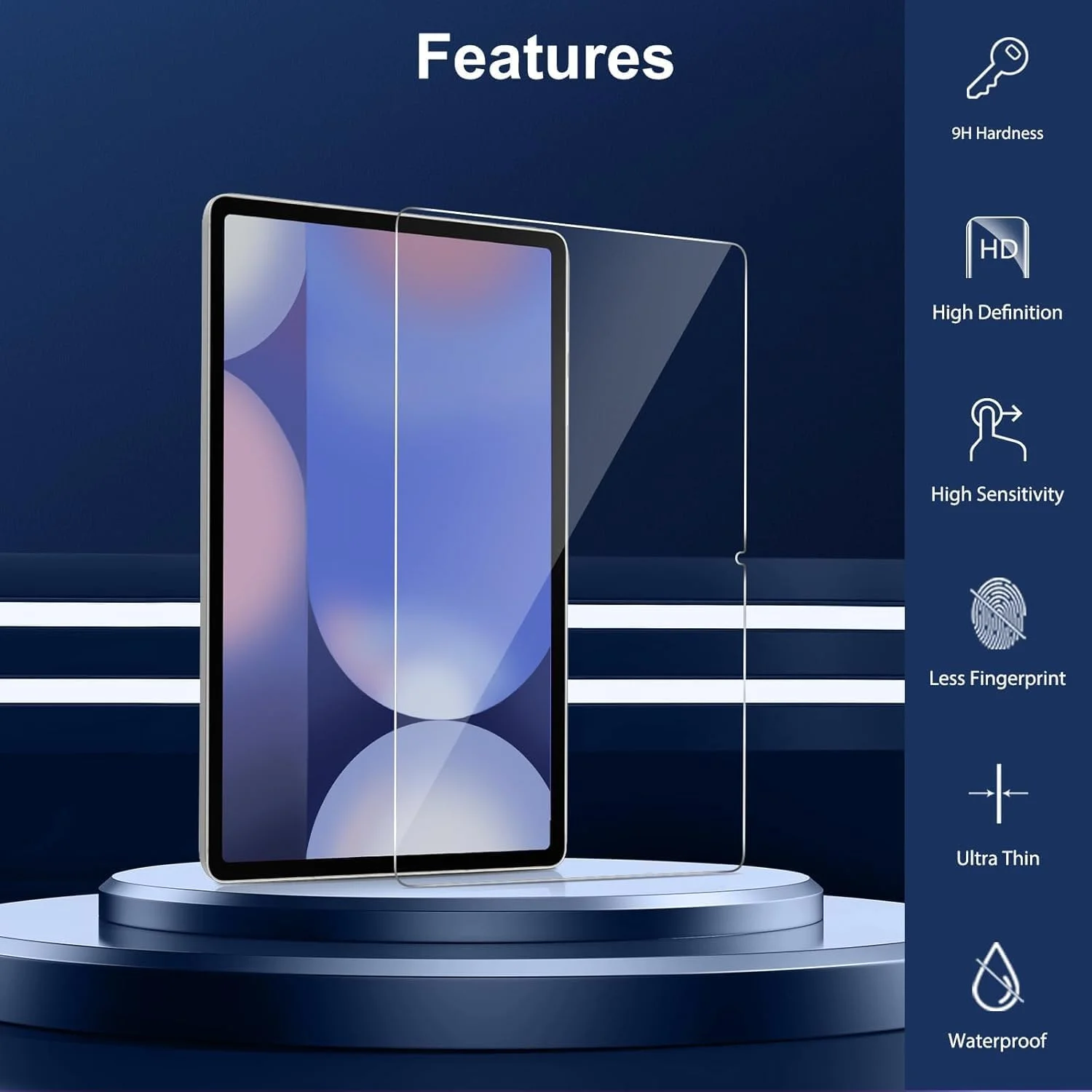 محافظ صفحه نمایش شیشه ای حرارت دیده برای تبلت سامسونگ گلکسی تب S10 پلاس/ تب S9 FE پلاس/ S9 پلاس 12.4 اینچ، محافظ صفحه نمایش برای گلکسی تب S10+/S9+/S8+/S7 FE، بسته 2 عددی