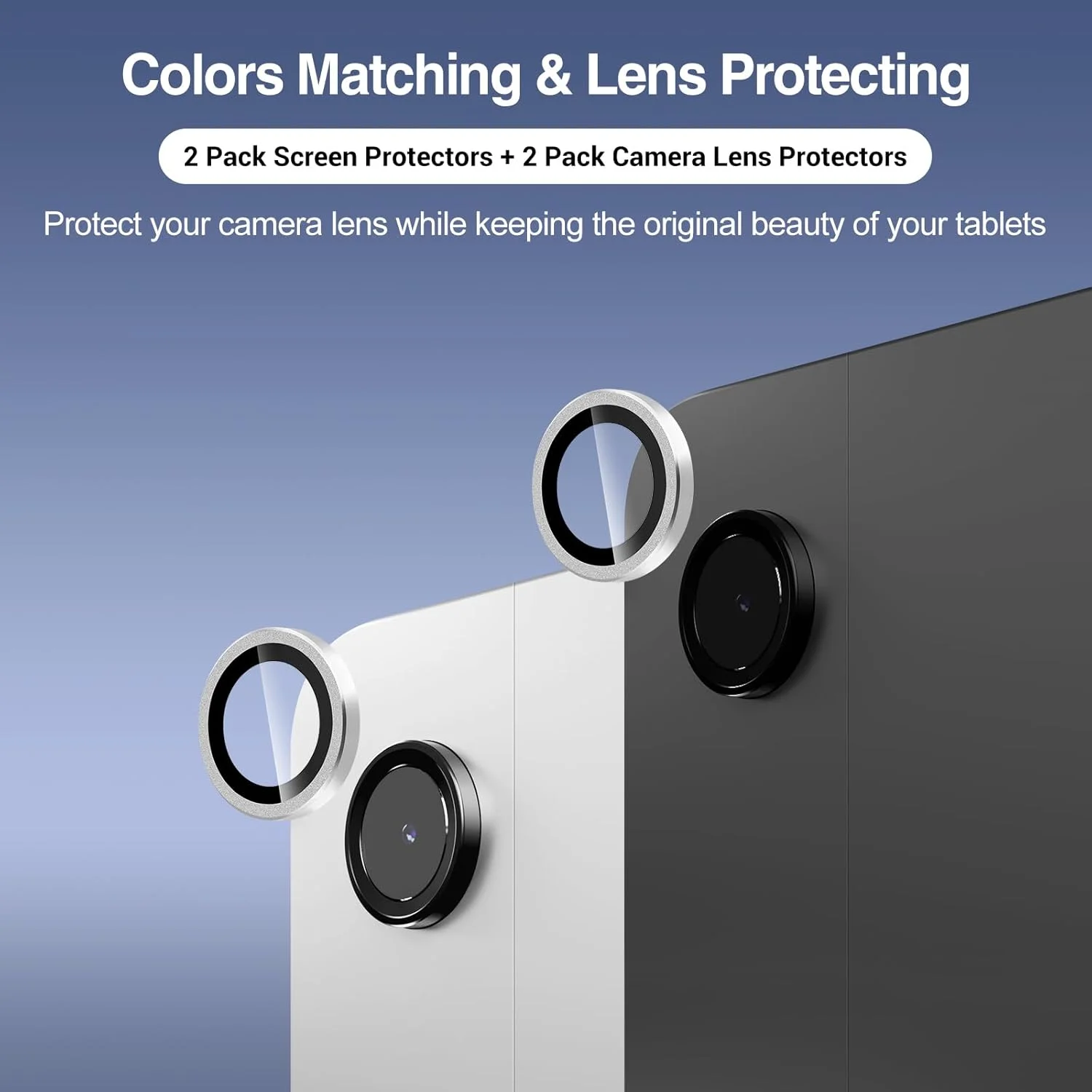 محافظ صفحه نمایش ProCase بسته 2 عددی برای تبلت Galaxy Tab A9 Plus 11 اینچ 2023 + محافظ لنز دوربین بسته 2 عددی همرنگ تبلت، فیلم شیشه ای حرارت دیده HD برای Tab A9+ 5G 11 اینچی مدل SM-X210/X216/X218 - نقره ای
