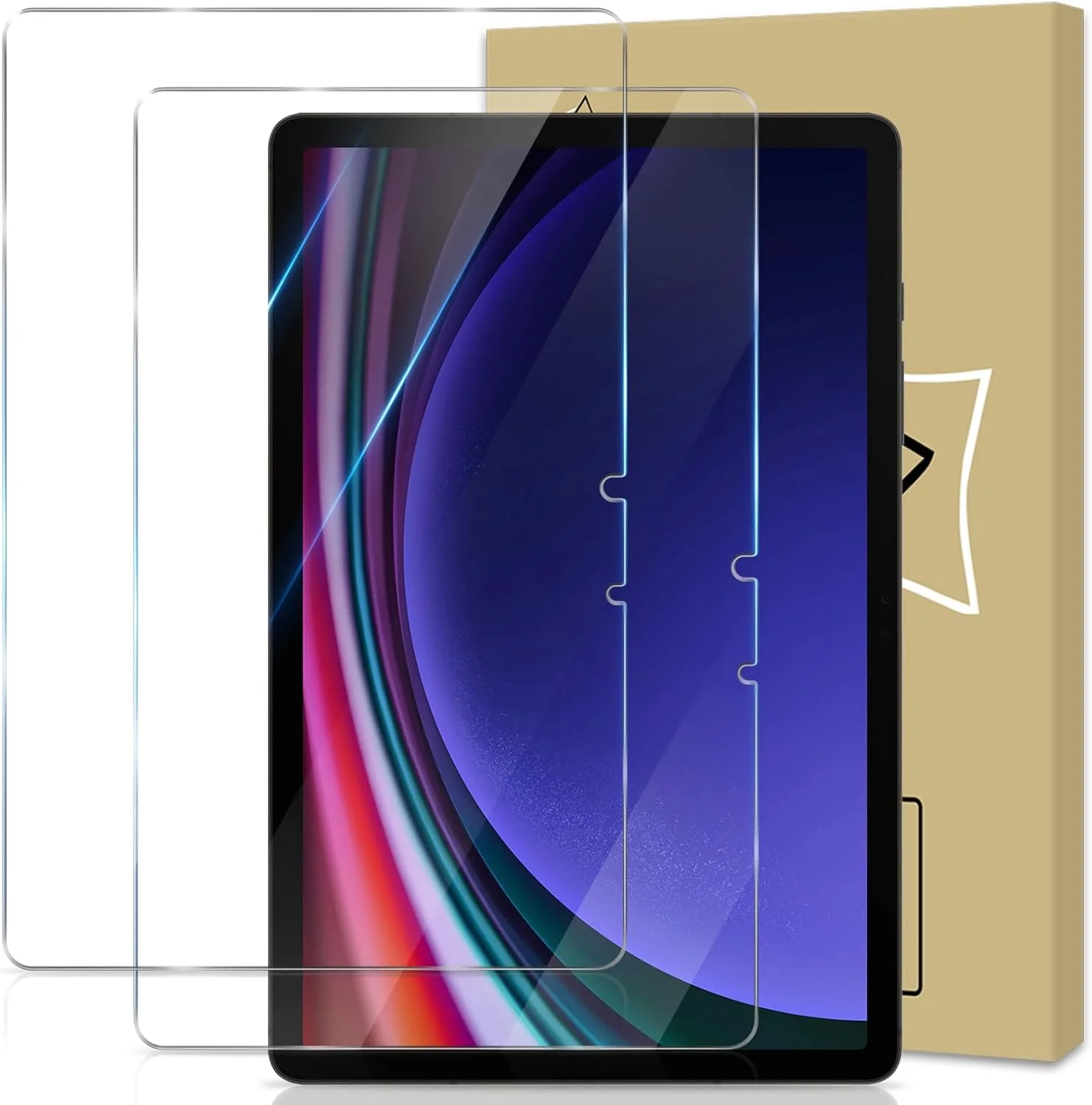 محافظ صفحه نمایش GiiYoon، 2 عدد، سازگار با تبلت سامسونگ گلکسی تب S9 11 اینچ 2023، محافظ صفحه نمایش شیشه ای حرارت دیده با سختی 9H، [نصب آسان] [مقاوم در برابر خراش] [بدون حباب] فیلم محافظ