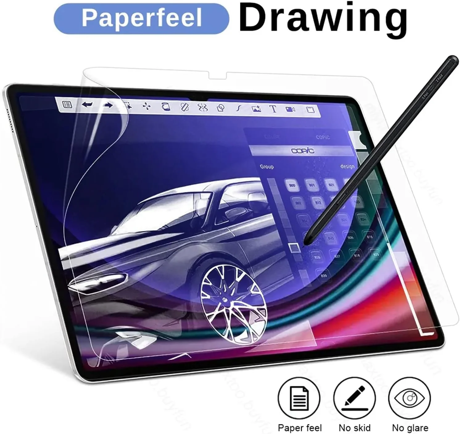(2 عدد) محافظ صفحه نمایش کاغذ مانند Lukione سازگار با تبلت سامسونگ گلکسی تب S9 پلاس/تب S9 + [نسخه 12.4 اینچی 2023] فیلم نرم طراحی و نوشتن شبیه کاغذ ضد خش بدون حباب (12.4 اینچ)