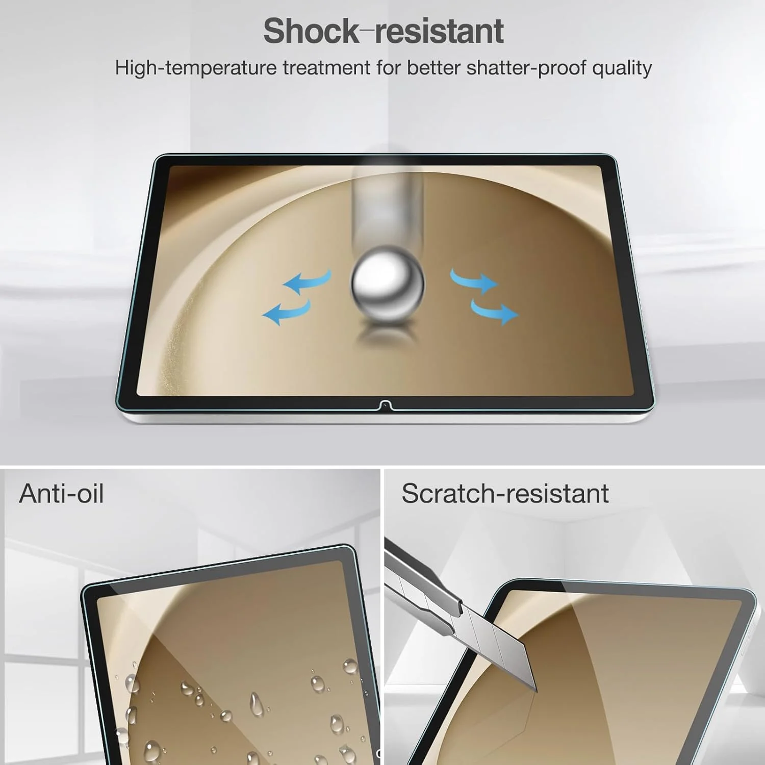 محافظ صفحه نمایش ProCase بسته 2 عددی برای تبلت Galaxy Tab A9 Plus 11 اینچ 2023 + محافظ لنز دوربین بسته 2 عددی همرنگ تبلت، فیلم شیشه ای حرارت دیده HD برای Tab A9+ 5G 11 اینچی مدل SM-X210/X216/X218 - نقره ای