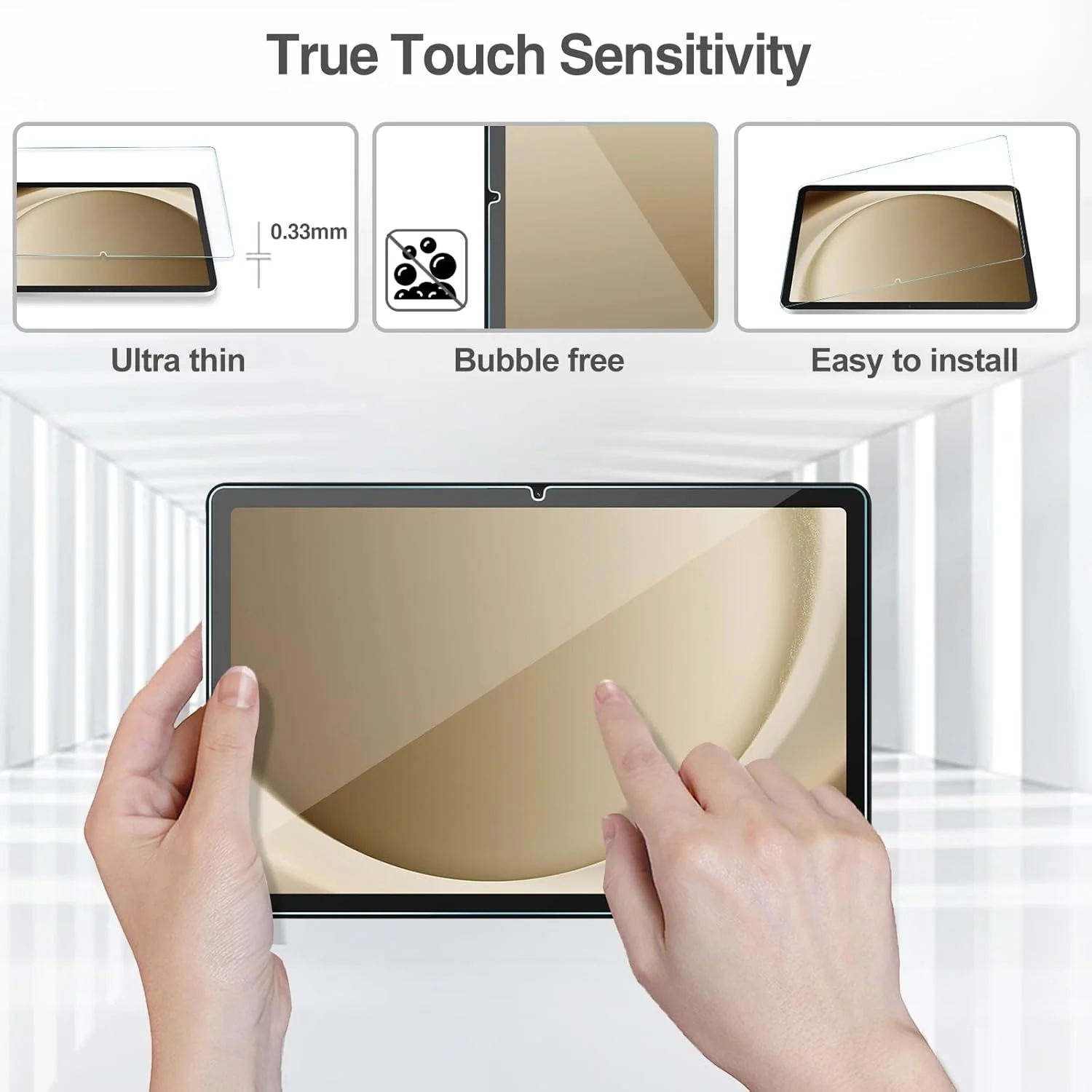 محافظ صفحه نمایش ProCase بسته 2 عددی برای تبلت Galaxy Tab A9 Plus 11 اینچ 2023 + محافظ لنز دوربین بسته 2 عددی همرنگ تبلت، فیلم شیشه ای حرارت دیده HD برای Tab A9+ 5G 11 اینچی مدل SM-X210/X216/X218 - نقره ای