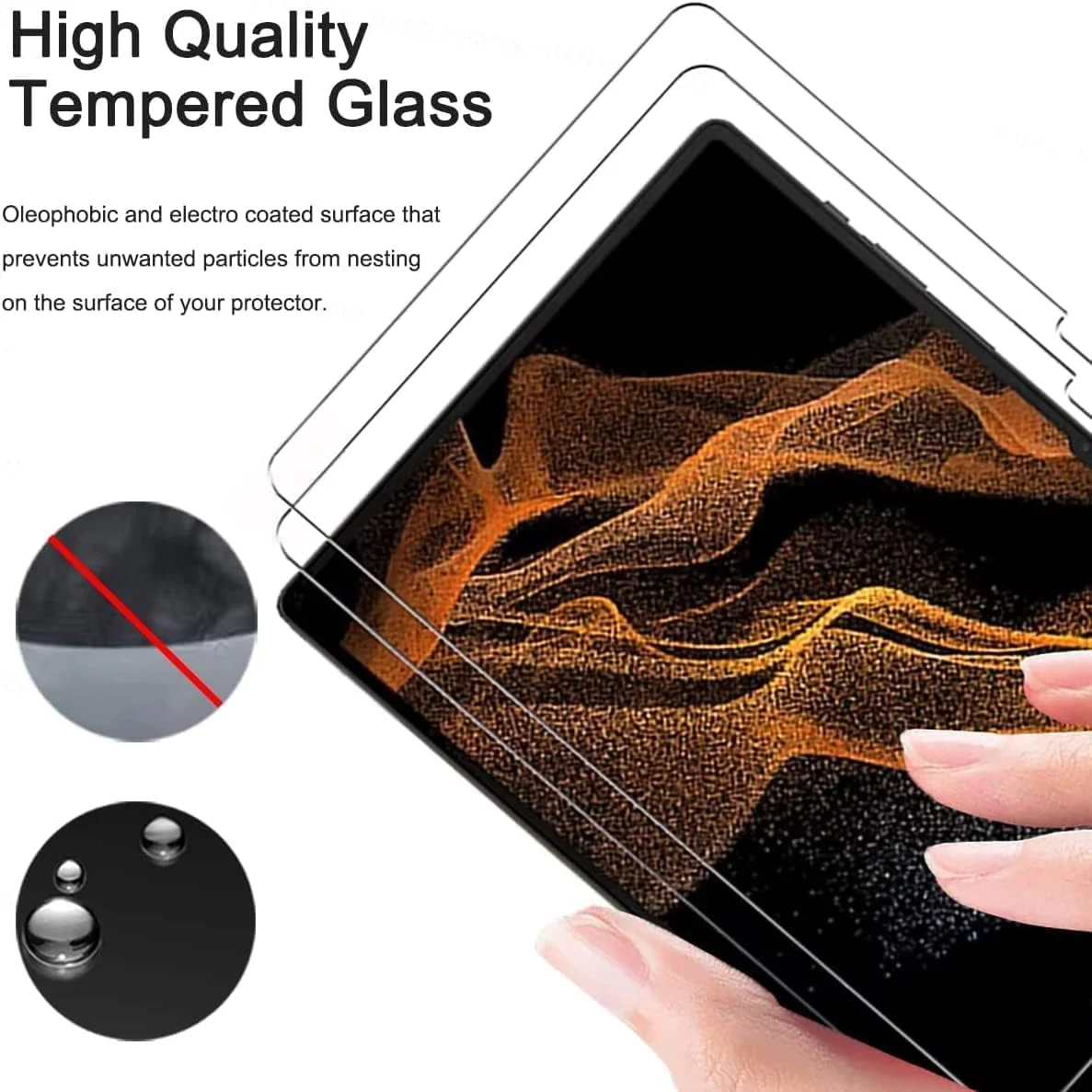 محافظ صفحه نمایش Muzz برای تبلت سامسونگ گلکسی تب S9 Ultra، 2 عدد، شفاف، سختی 9H، ضد خش، بدون حباب