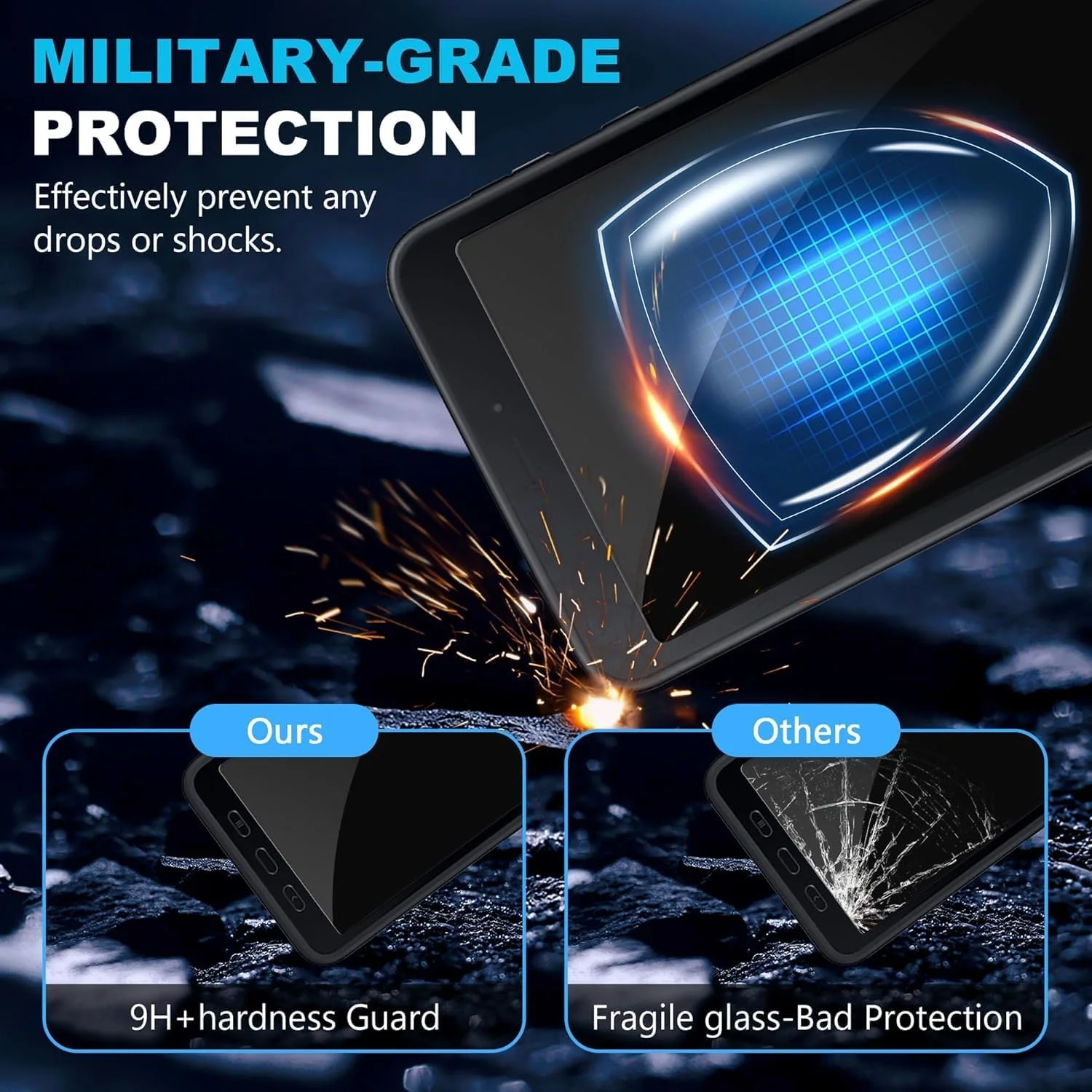 محافظ صفحه نمایش شیشه ای حرارت دیده تبلت سامسونگ گلکسی تب اکتیو 5 8 اینچی، فیلم ضد انفجار برای تبلت Samsung Galaxy Tab Active 5 8" 2024 (2 عددی)