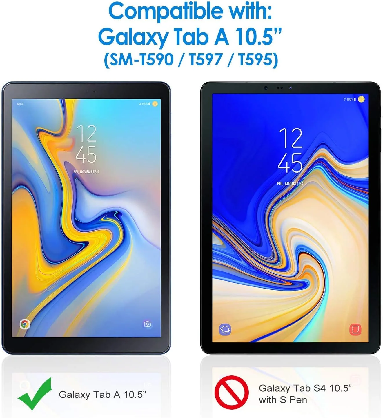 محافظ صفحه نمایش 10.5 اینچی Al-HuTrusHi Samsung Galaxy Tab A، [شیشه حرارت دیده] ضد خش، بدون حباب، شفاف HD، برای Samsung Galaxy Tab A 10.5 2018 (SM-T590 / T595 / T597)