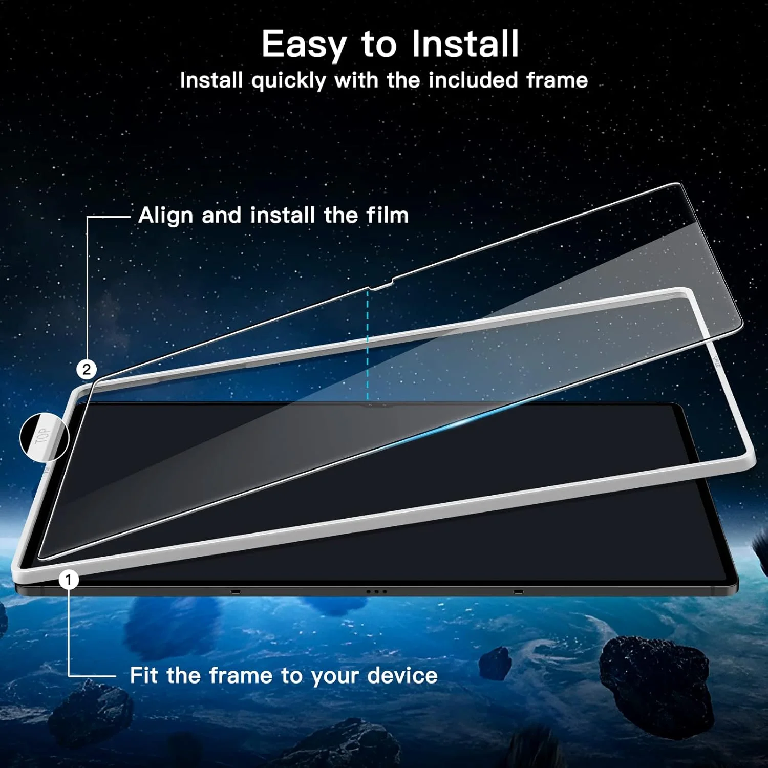 محافظ صفحه نمایش JETech برای تبلت سامسونگ گلکسی تب S8 Ultra (مدل 14.6 اینچی، 2022، SM-X900/SM-X906) با قاب نصب آسان، فیلم شیشه ای حرارت دیده، شفافیت HD، 2 عدد