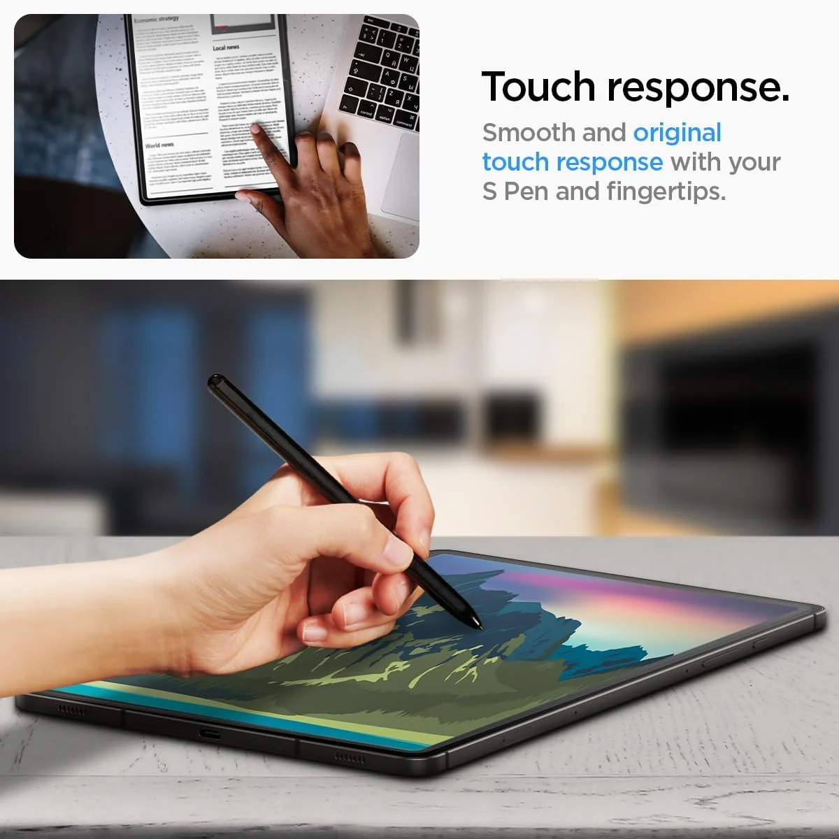 محافظ صفحه نمایش شیشه ای Spigen GLAStR EZ FIT طراحی شده برای تبلت Samsung Galaxy Tab S9 PLUS (12.4 اینچ) شیشه حرارت دیده پریمیوم با فناوری تراز خودکار - [سازگار با قاب]