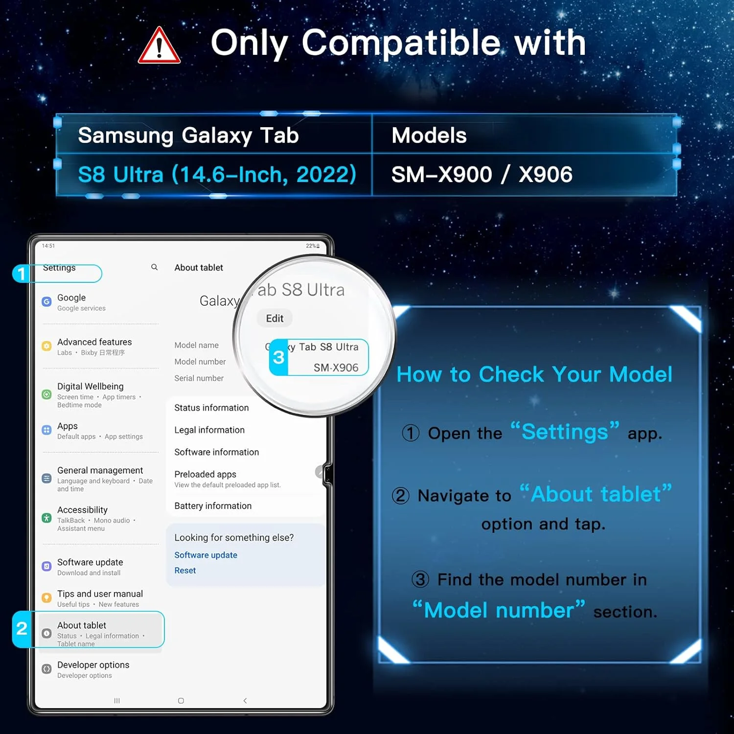محافظ صفحه نمایش JETech برای تبلت سامسونگ گلکسی تب S8 Ultra (مدل 14.6 اینچی، 2022، SM-X900/SM-X906) با قاب نصب آسان، فیلم شیشه ای حرارت دیده، شفافیت HD، 2 عدد