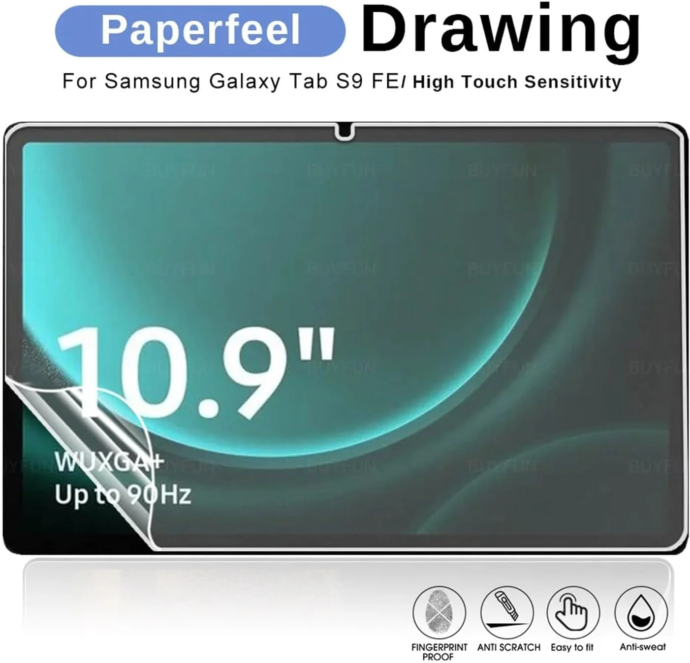 محافظ صفحه نمایش کاغذ مانند لوکیون (2 عددی) برای تبلت سامسونگ گلکسی تب S9 FE [نسخه 10.9 اینچی 2023] - فیلم نرم طراحی و نوشتن شبیه کاغذ، ضد خش، بدون حباب