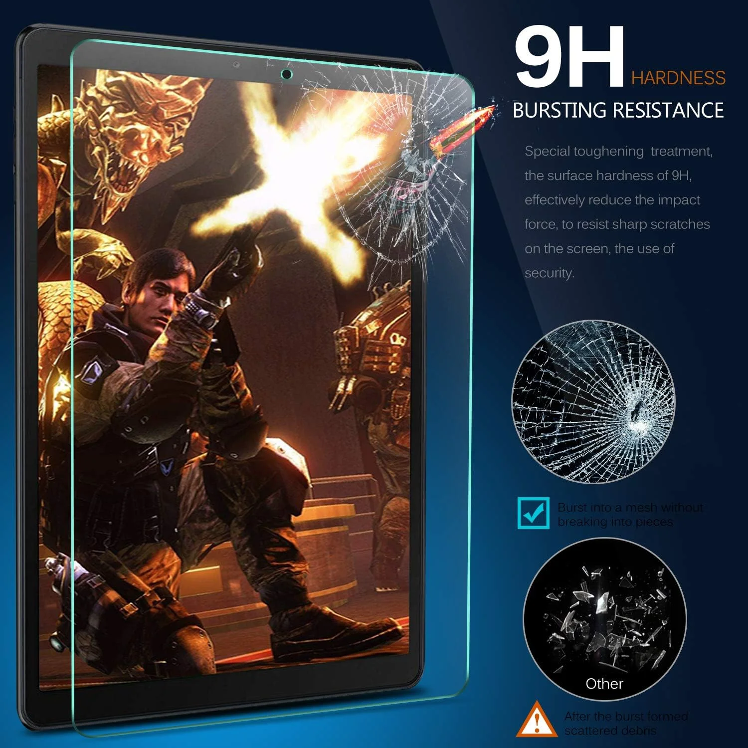 محافظ صفحه نمایش شیشه ای تبلت سامسونگ گلکسی تب A 10.1 T510/T515، محافظ ضد خش و مقاوم در برابر شکستن (شفاف) (تک عددی)