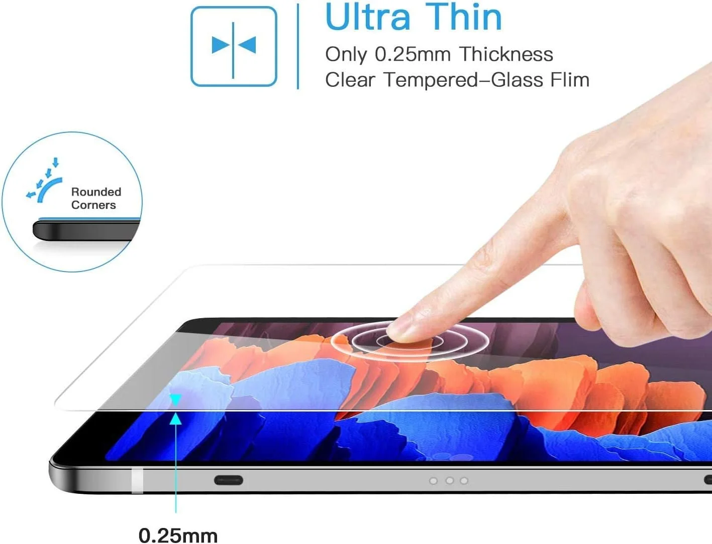 محافظ صفحه نمایش شیشه ای تمپرد Al-Hutrushi برای تبلت سامسونگ گلکسی تب S7+ / S7 پلاس 12.4 اینچ مدل 2020 Sm-T970 / T975 / T976