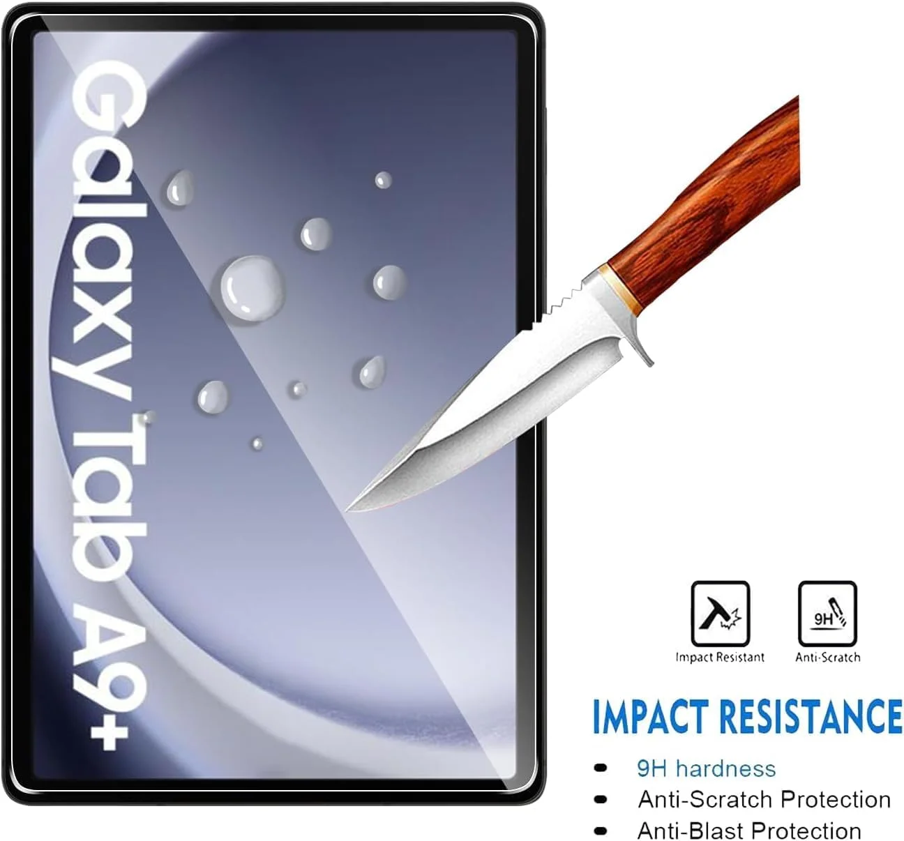 محافظ صفحه نمایش شیشه ای حرارت دیده برای تبلت سامسونگ گلکسی تب A9 پلاس 2023 [بدون حباب] [سختی 9H] [مقاوم در برابر خراش] فیلم محافظ شیشه ای حرارت دیده برای سامسونگ گلکسی تب A9+ شفاف (1)