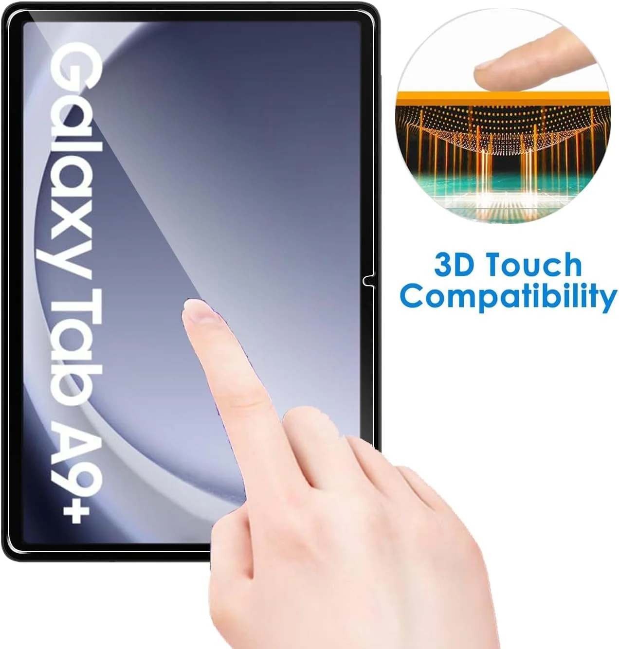 محافظ صفحه نمایش شیشه ای حرارت دیده برای تبلت سامسونگ گلکسی تب A9 پلاس 2023 [بدون حباب] [سختی 9H] [مقاوم در برابر خراش] فیلم محافظ شیشه ای حرارت دیده برای سامسونگ گلکسی تب A9+ شفاف (1)