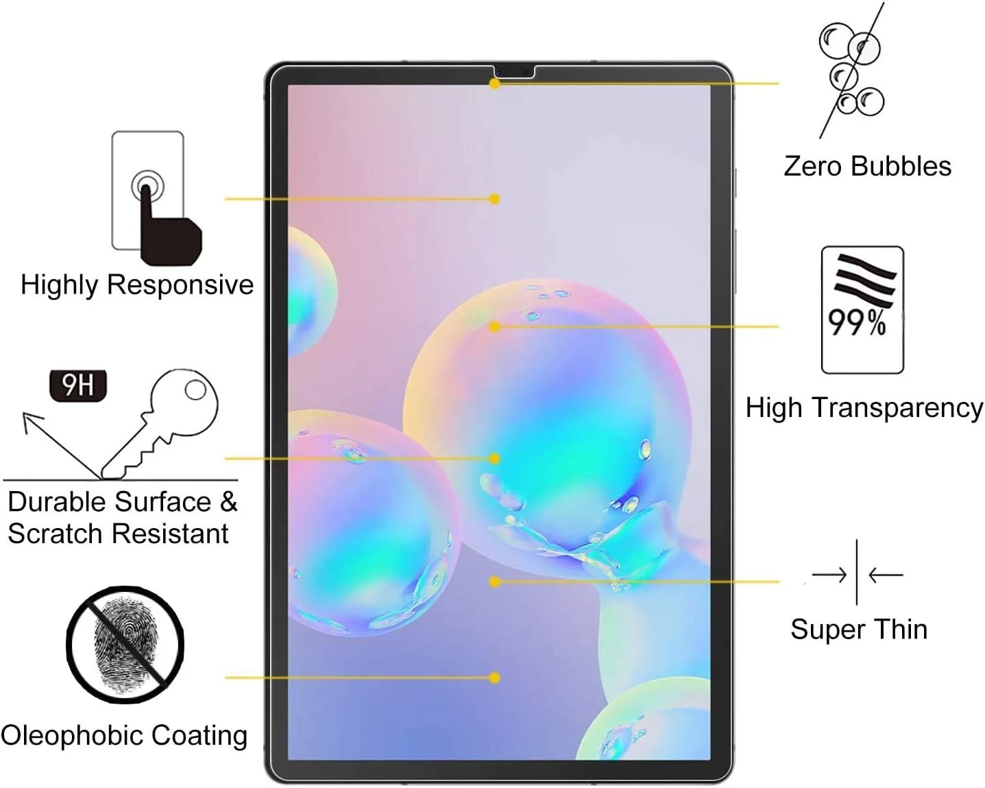 محافظ صفحه نمایش شیشه ای Al-HuTrusHi برای Samsung Galaxy TAB S6، محافظ صفحه نمایش شیشه ای حرارت دیده شفاف HD بدون حباب برای Samsung Galaxy Tab S6 (2019) SM-T860/SM-T865 تبلت (10.5 اینچ) محافظ صفحه نمایش شیشه ای Al-HuTrusHi برای Samsung Galaxy TAB S6، محافظ صفحه نمایش شیشه ای حرارت دیده شفاف HD بدون حباب برای Samsung Galaxy Tab S6 (2019) SM-T860/SM-T865 تبلت (10.5 اینچ)