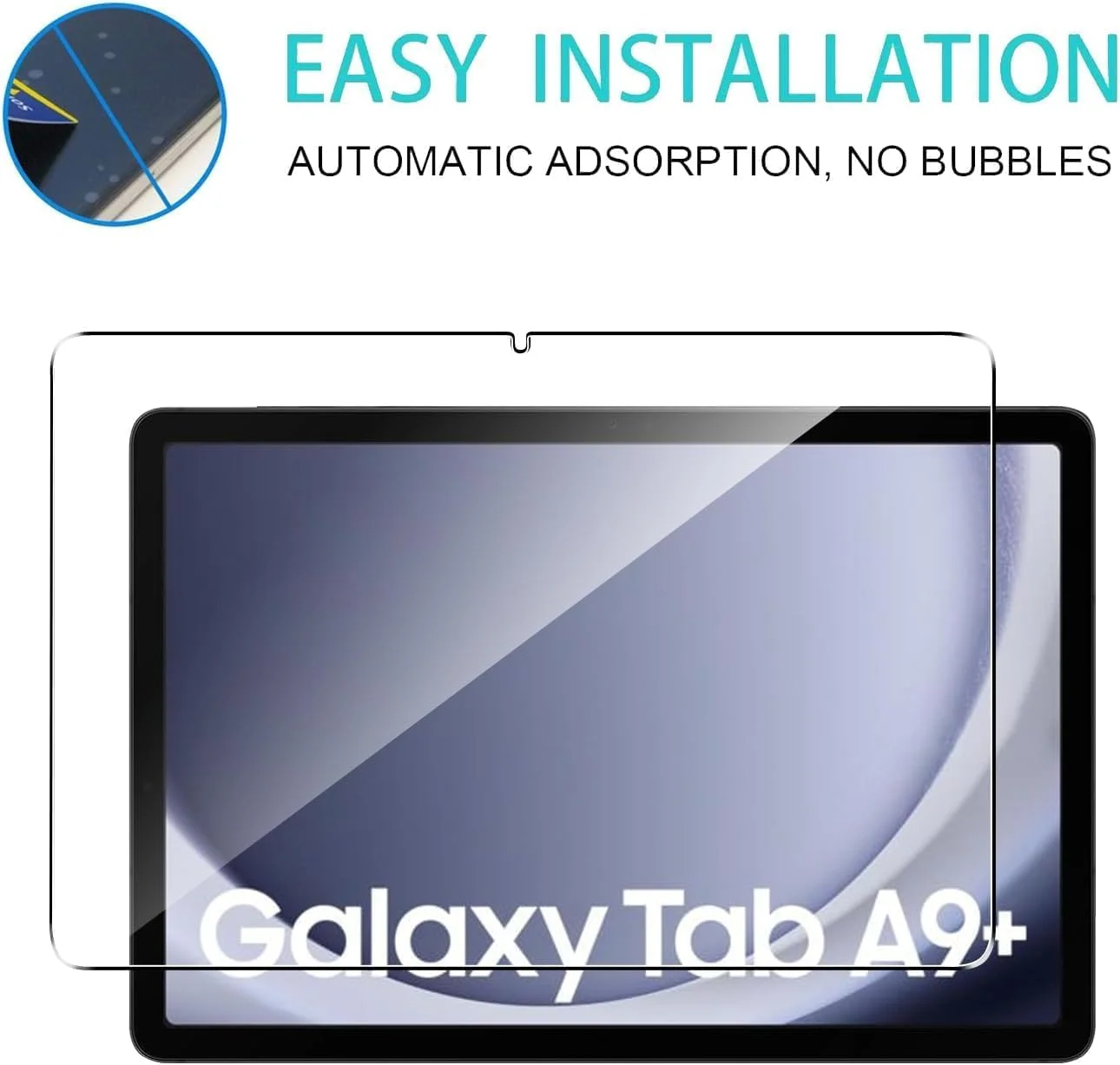 محافظ صفحه نمایش شیشه ای حرارت دیده برای تبلت سامسونگ گلکسی تب A9 پلاس 2023 [بدون حباب] [سختی 9H] [مقاوم در برابر خراش] فیلم محافظ شیشه ای حرارت دیده برای سامسونگ گلکسی تب A9+ شفاف (1)