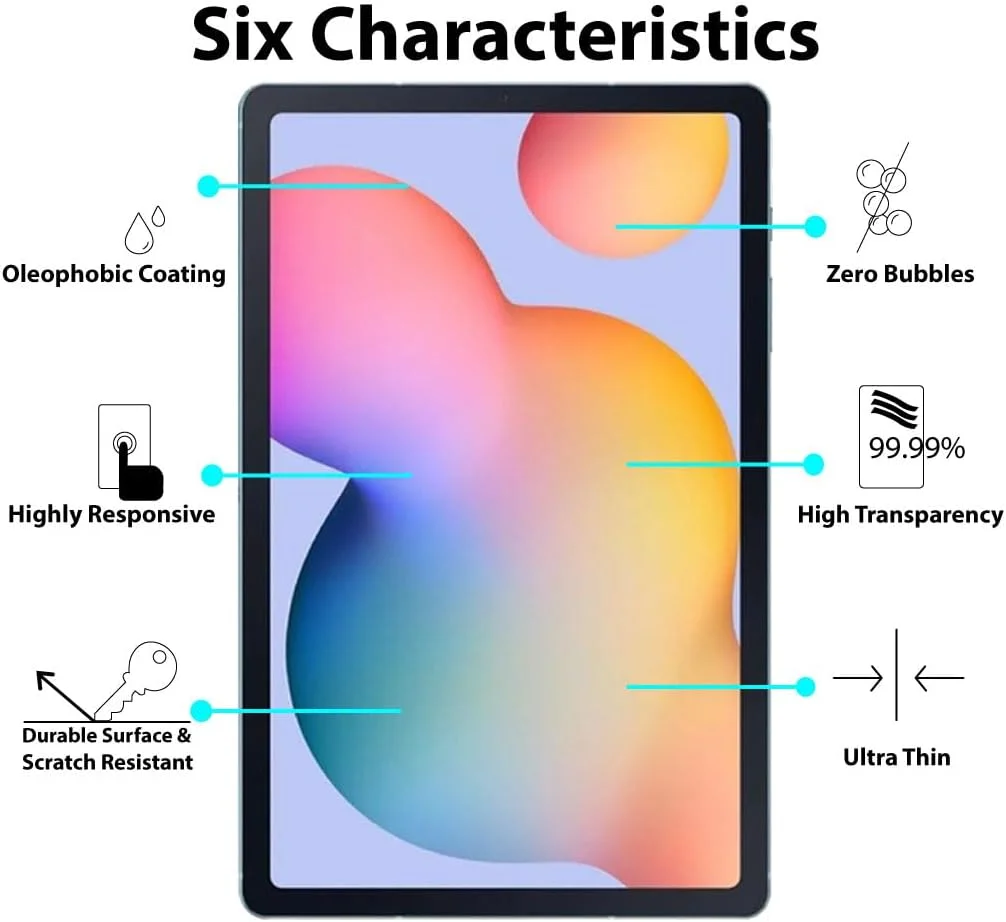 محافظ صفحه نمایش Al-HuTrusHi سازگار با Samsung Galaxy Tab S6 Lite، محافظ شیشه ای حرارت دیده با وضوح بالا، فوق العاده نازک و ضد حباب برای Tab S6" (2024/2020/2022) - [1 عدد]