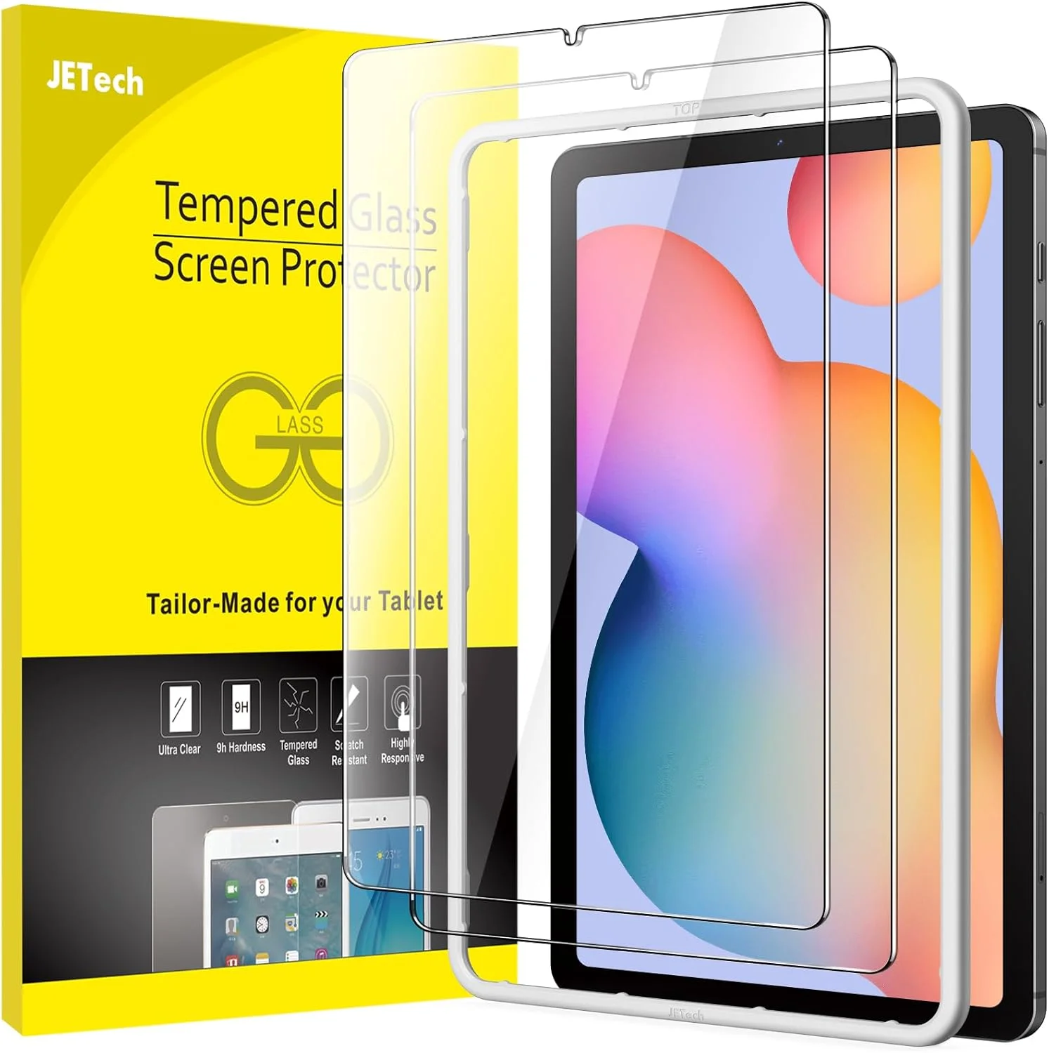 محافظ صفحه نمایش JETech برای تبلت سامسونگ گلکسی تب S6 لایت (مدل 10.4 اینچی 2024/2022/2020) به همراه قاب نصب آسان، فیلم شیشه ای حرارت دیده 9H، شفافیت HD، بسته 2 عددی محافظ صفحه نمایش JETech برای تبلت سامسونگ گلکسی تب S6 لایت (مدل 10.4 اینچی 2024/2022/2020) به همراه قاب نصب آسان، فیلم شیشه ای حرارت دیده 9H، شفافیت HD، بسته 2 عددی