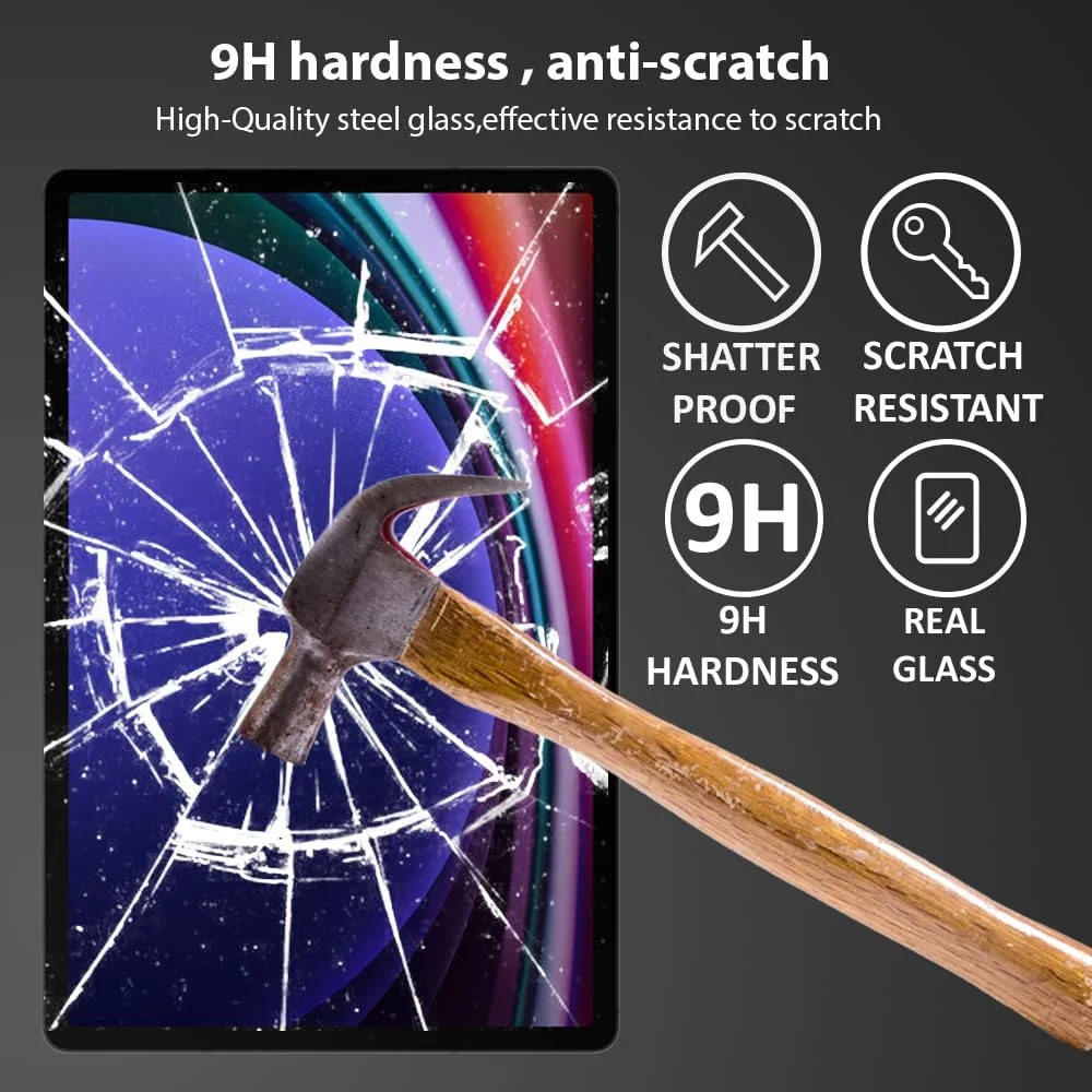 محافظ صفحه نمایش Al-HuTrusHi سازگار با تبلت سامسونگ گلکسی تب S9+ [2023] / S8+ [2022] / S7 FE / S7+ [2020] [12.4 اینچ]، فیلم شیشه ای سخت شده با سختی 9H [پوشش کامل HD] [نصب آسان]