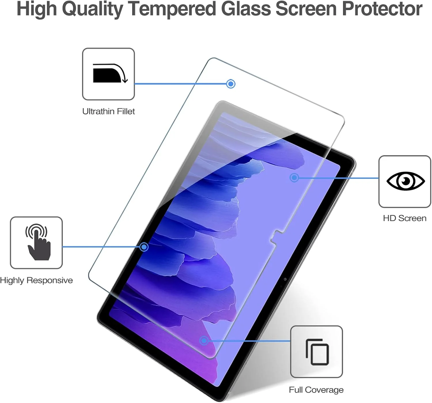 محافظ صفحه نمایش ProCase [بسته 2 عددی] برای گلکسی تب A7 10.4 اینچ، فیلم شیشه ای سخت حرارت دیده با وضوح HD و سختی 9H برای تبلت سامسونگ مدل SM-T500 T503 T505 T507
