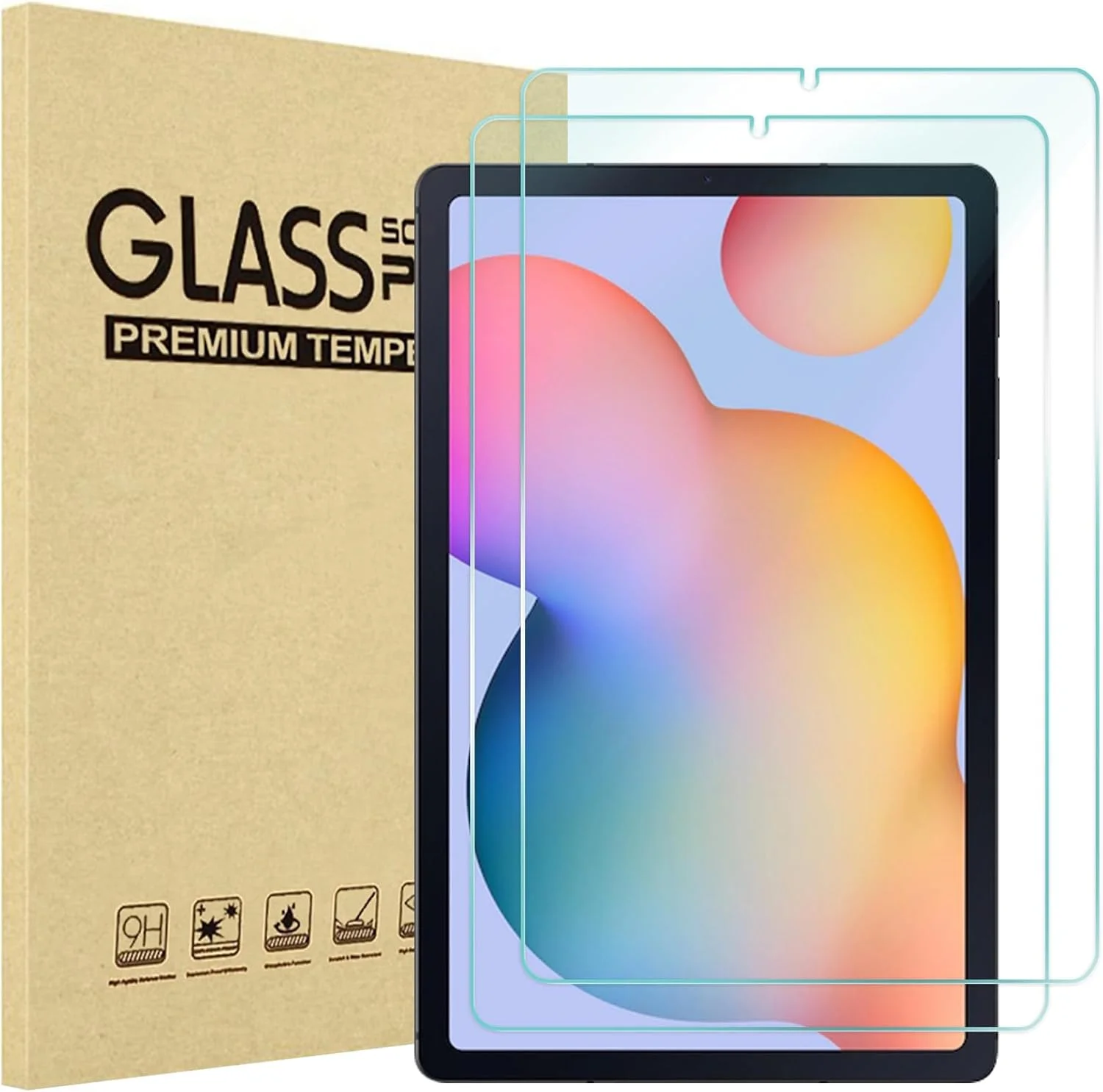 محافظ صفحه نمایش ProCase بسته 2 عددی برای تبلت سامسونگ گلکسی تب S6 لایت 10.4 اینچ 2022/2020، محافظ صفحه نمایش شیشه ای حرارت دیده با وضوح HD و سختی 9H برای گلکسی تب S6 لایت 10.4 اینچ SM-P610/P615/P613/P619