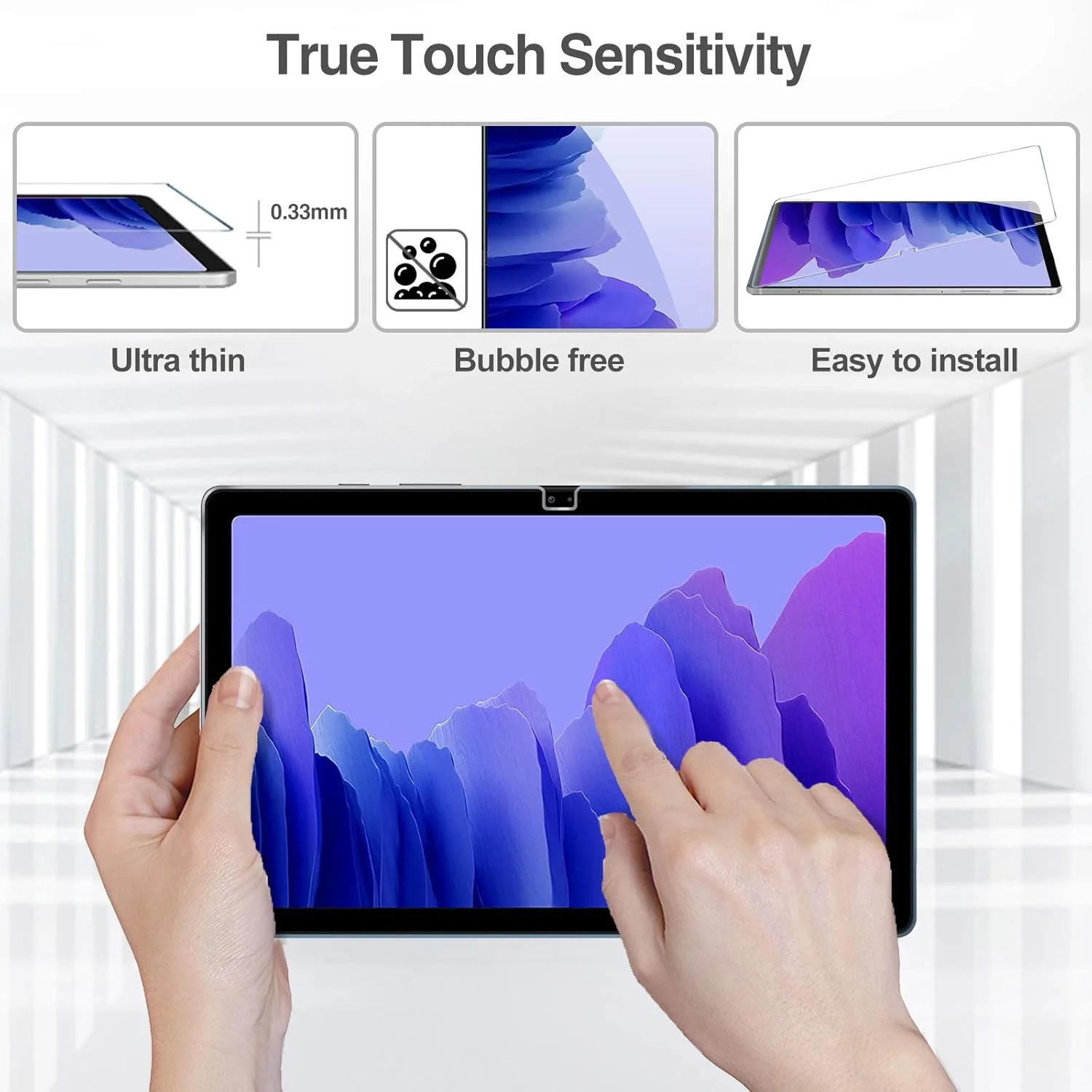 محافظ صفحه نمایش ProCase [بسته 2 عددی] برای گلکسی تب A7 10.4 اینچ، فیلم شیشه ای سخت حرارت دیده با وضوح HD و سختی 9H برای تبلت سامسونگ مدل SM-T500 T503 T505 T507