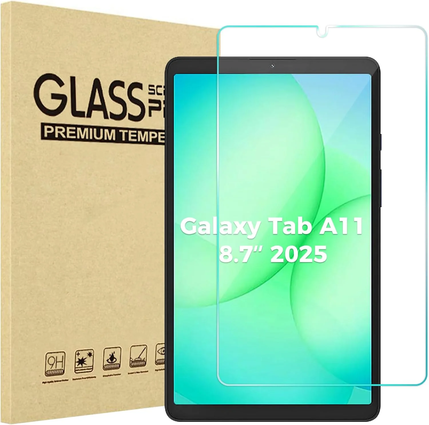 محافظ صفحه نمایش ProCase [تک عددی] برای Galaxy Tab A11 / A9 8.7 اینچ نسخه 2025/2023، شیشه حرارت دیده با سختی 9H، محافظ صفحه نمایش شفاف HD برای Galaxy Tab A11/A9 8.7 اینچی SM-X130/X135/X110/X115/X117