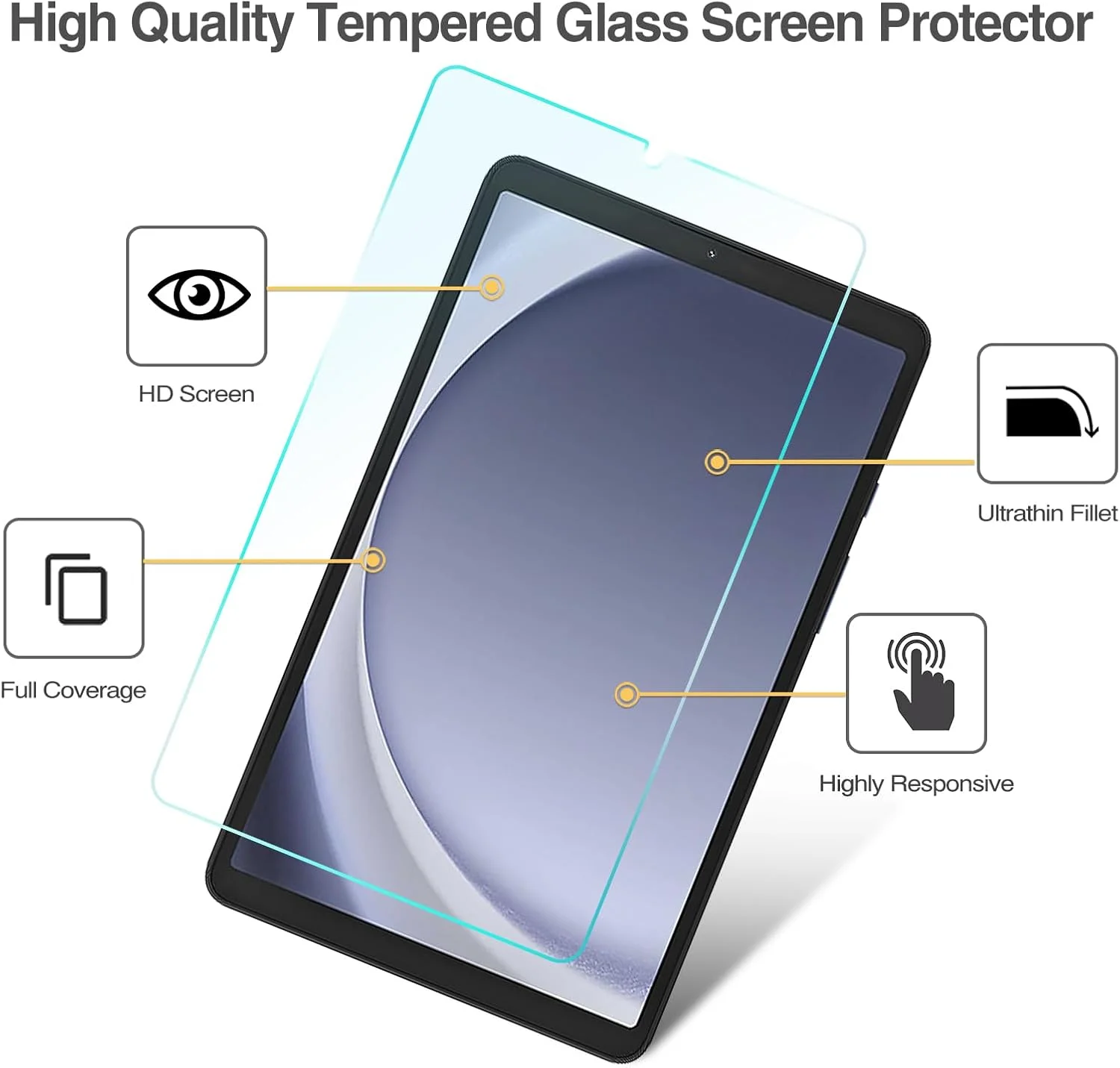 محافظ صفحه نمایش ProCase [تک عددی] برای Galaxy Tab A11 / A9 8.7 اینچ نسخه 2025/2023، شیشه حرارت دیده با سختی 9H، محافظ صفحه نمایش شفاف HD برای Galaxy Tab A11/A9 8.7 اینچی SM-X130/X135/X110/X115/X117