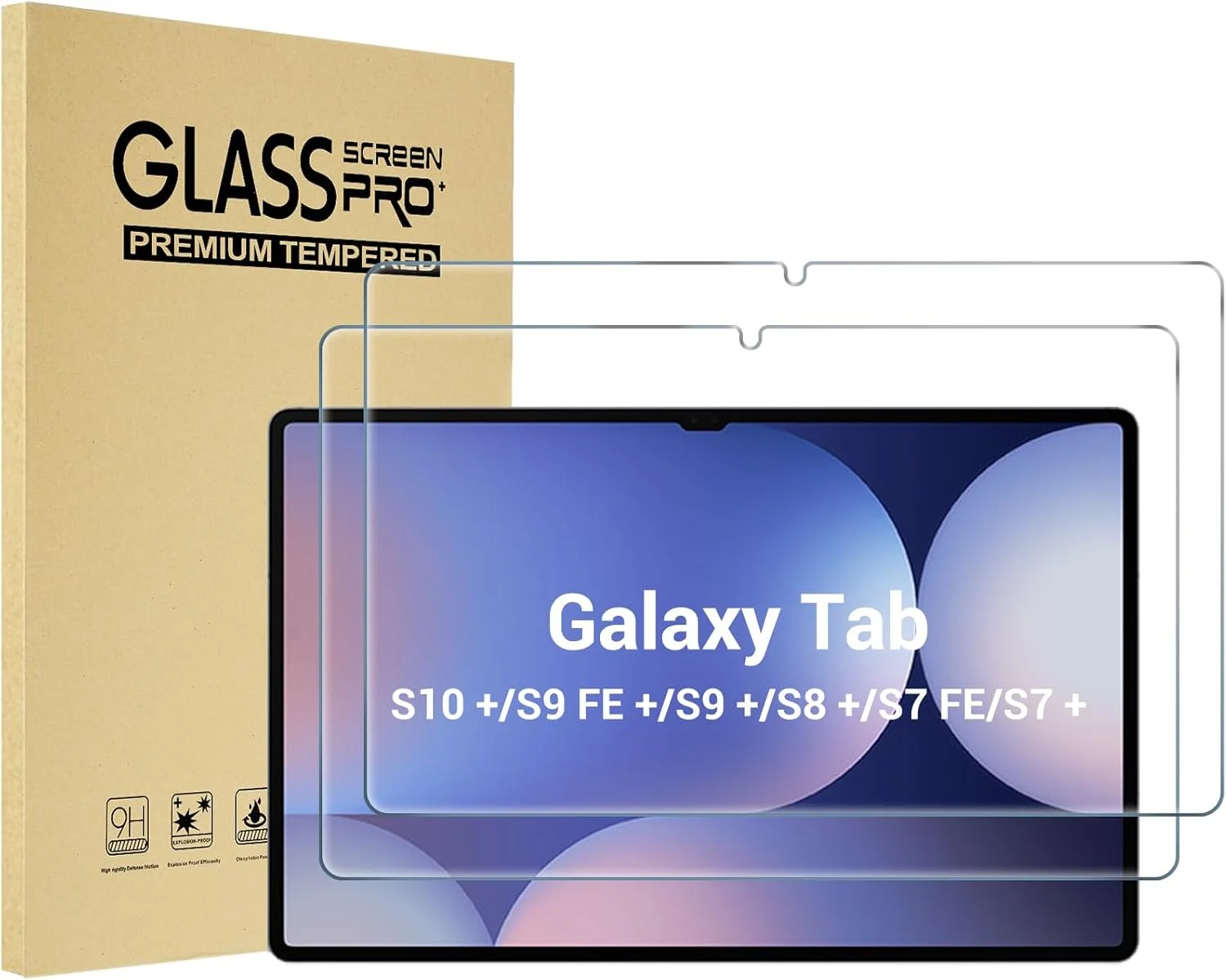 محافظ صفحه نمایش ProCase بسته 2 عددی برای گلکسی تب S10 پلاس 2024/تب S9 FE پلاس/S9 پلاس/S8 پلاس/S7 FE/S7 پلاس 12.4 اینچ 2023، محافظ فیلم شفاف HD شیشه ای تمپر شده برای تبلت SM-X820/X610/X810/X800/T730/T970