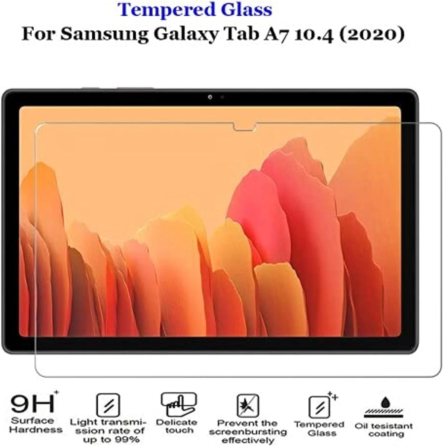 [بسته 2 عددی] محافظ صفحه نمایش شیشه ای شفاف Samsung Galaxy TAB A7 10.4 2020، مناسب برای Galaxy TAB A7 T500 / T505 / T507 10.4 2020