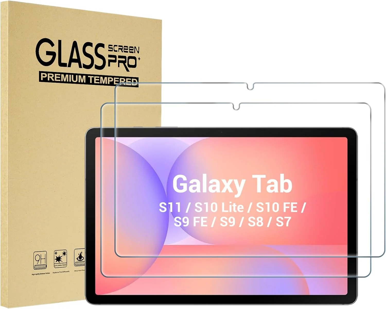 محافظ صفحه نمایش ProCase بسته 2 عددی برای تبلت گلکسی تب S11/ تب S10 لایت/ تب S10 FE 2025/ تب S9 FE 10.9 اینچ/ تب S9 2023/ تب S8 2022/ تب S7 2020 11 اینچ، محافظ صفحه نمایش شیشه ای سخت