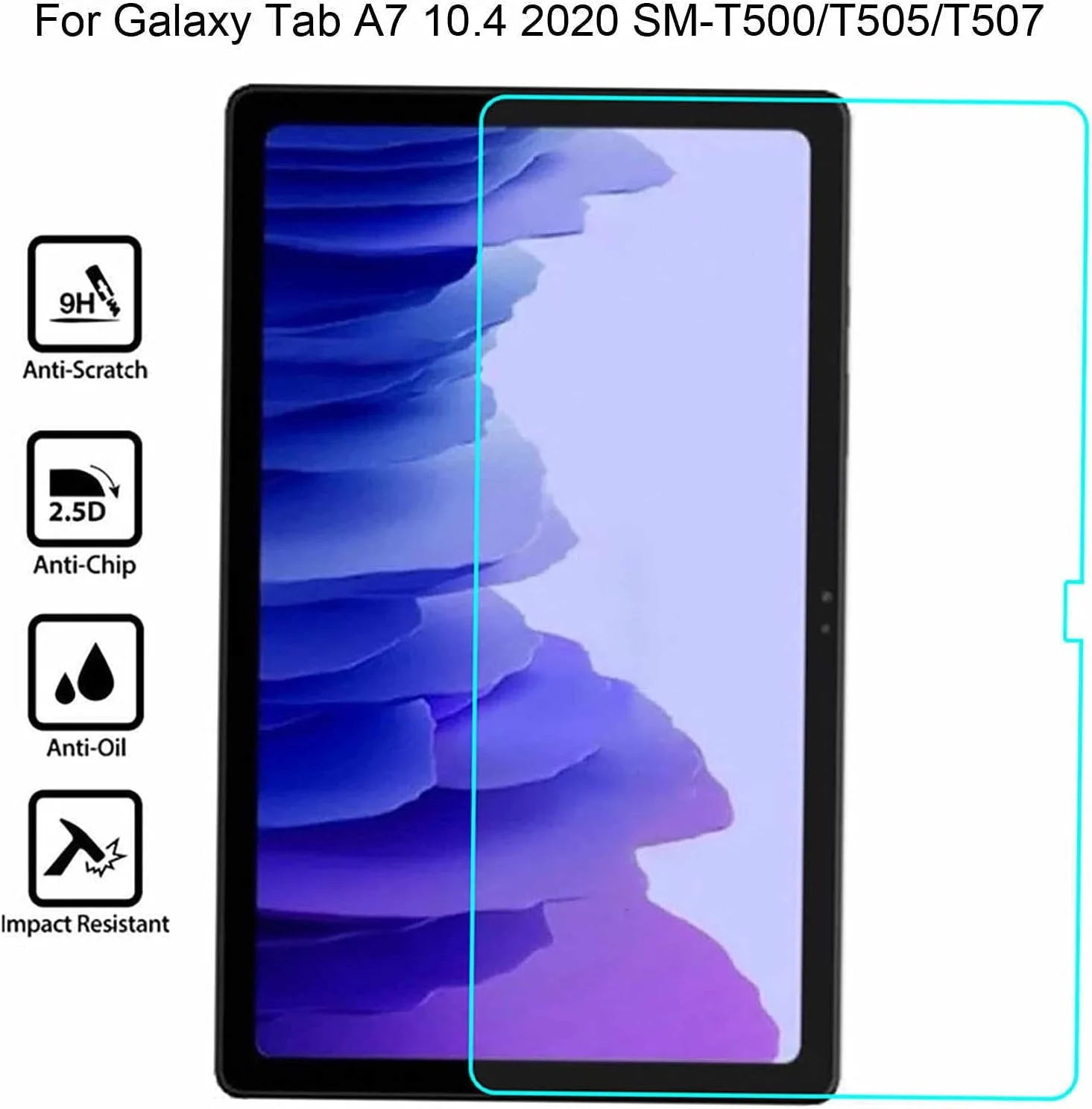 [بسته 2 عددی] محافظ صفحه نمایش شیشه ای شفاف Samsung Galaxy TAB A7 10.4 2020، مناسب برای Galaxy TAB A7 T500 / T505 / T507 10.4 2020