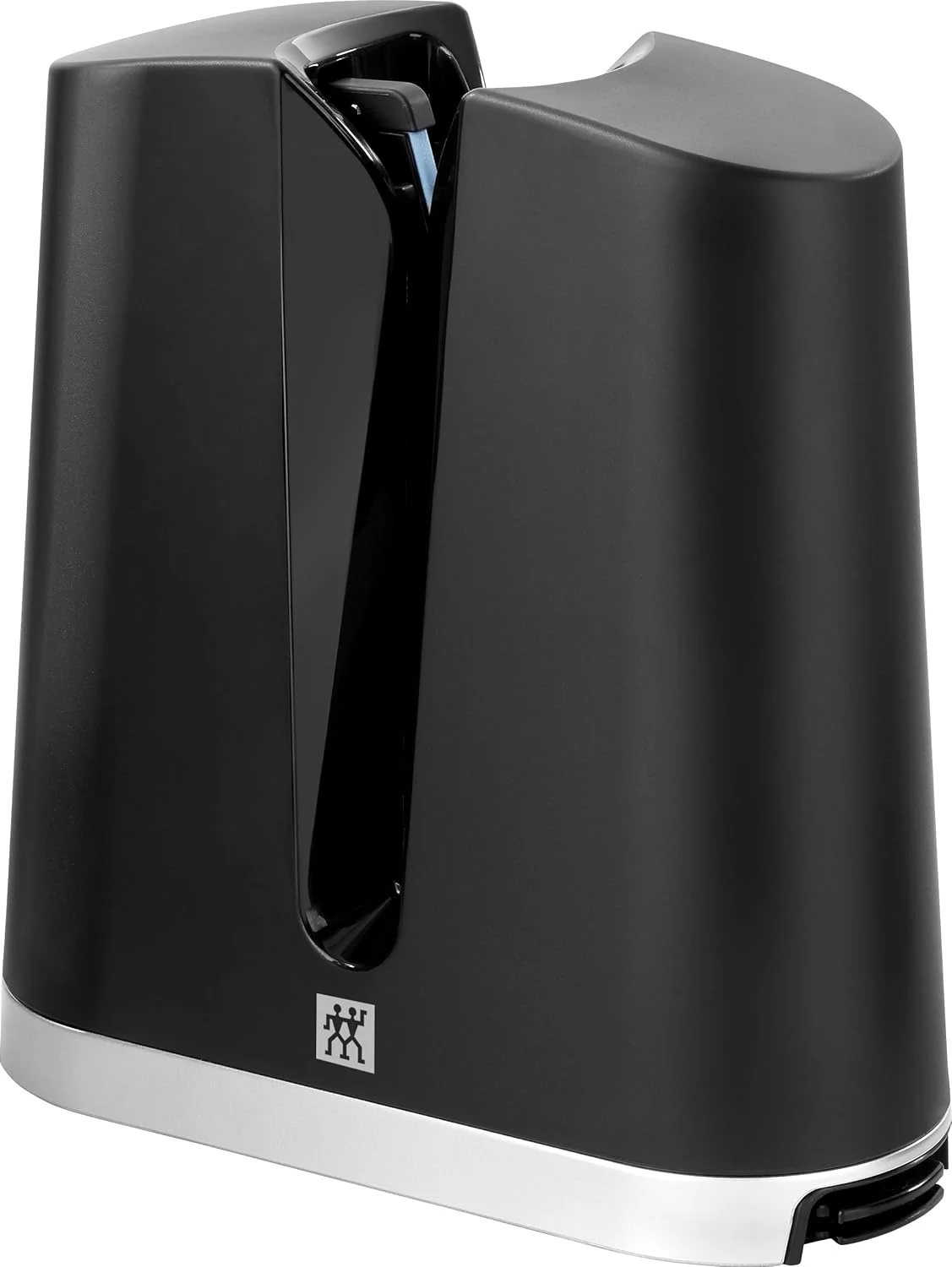 چاقو تیز کن کشویی حرفه ای Zwilling V-Edge. تقریبا 15 درجه در هر طرف برای تیغه های اروپایی. تقریبا 10 درجه در هر طرف برای تیغه های ژاپنی. شامل یک جفت میله 150 و 360 گریت.