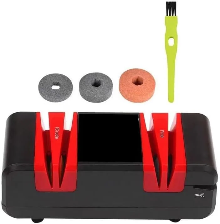 تیزکننده چاقو THE WHITE SHOP، برقی، 2 مرحله ای تیز کردن و پولیش، قرمز تیزکننده چاقو THE WHITE SHOP، برقی، 2 مرحله ای تیز کردن و پولیش، قرمز