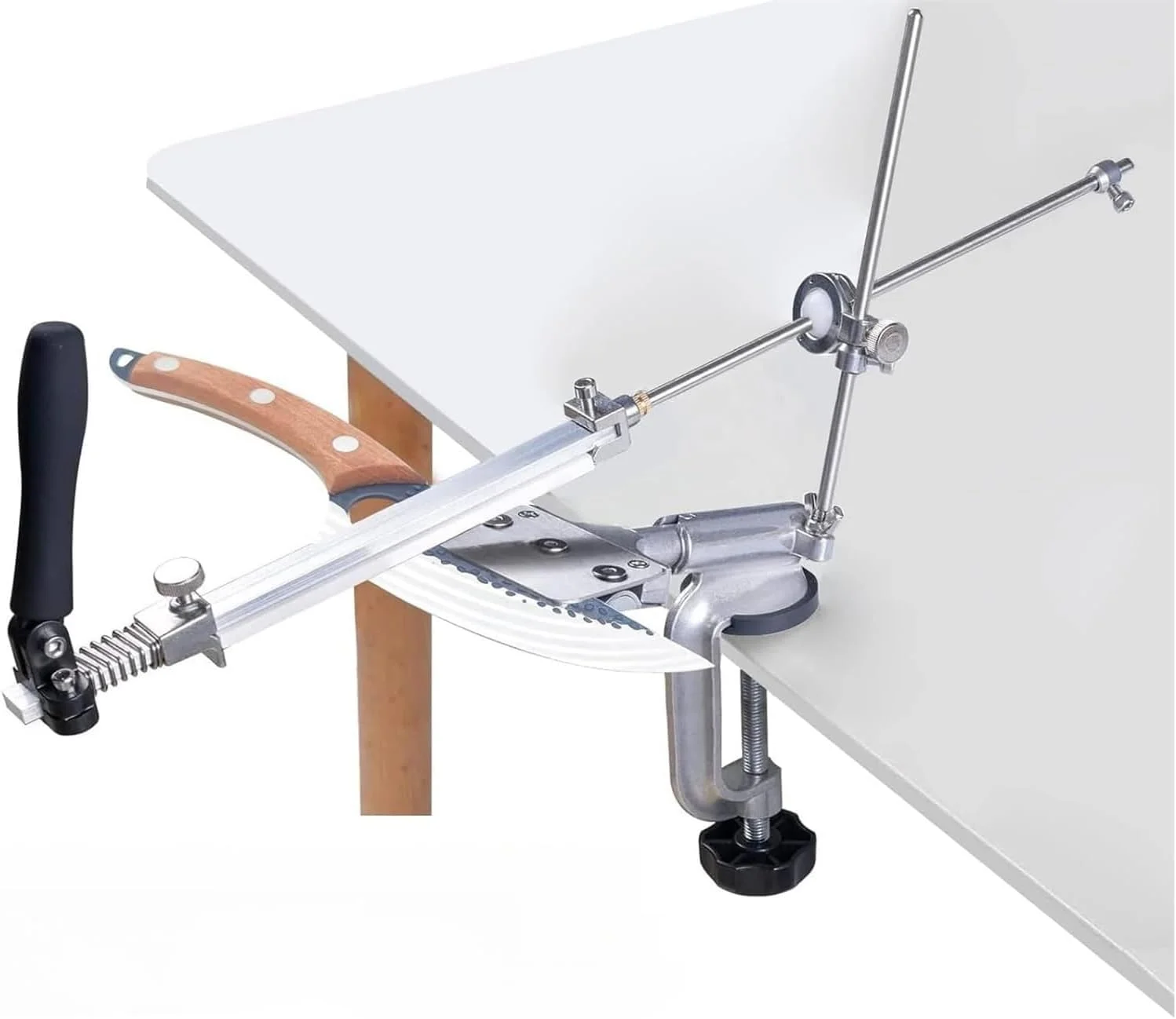 ست سیستم تیزکن چاقو THE WHITE SHOP، طراحی چرخشی 360 درجه، فولاد ضد زنگ با زاویه ثابت، ابزار حرفه ای آشپزخانه برای تیز کردن، سنگ زنی ظریف و پولیش تیغه ها ست سیستم تیزکن چاقو THE WHITE SHOP، طراحی چرخشی 360 درجه، فولاد ضد زنگ با زاویه ثابت، ابزار حرفه ای آشپزخانه برای تیز کردن، سنگ زنی ظریف و پولیش تیغه ها