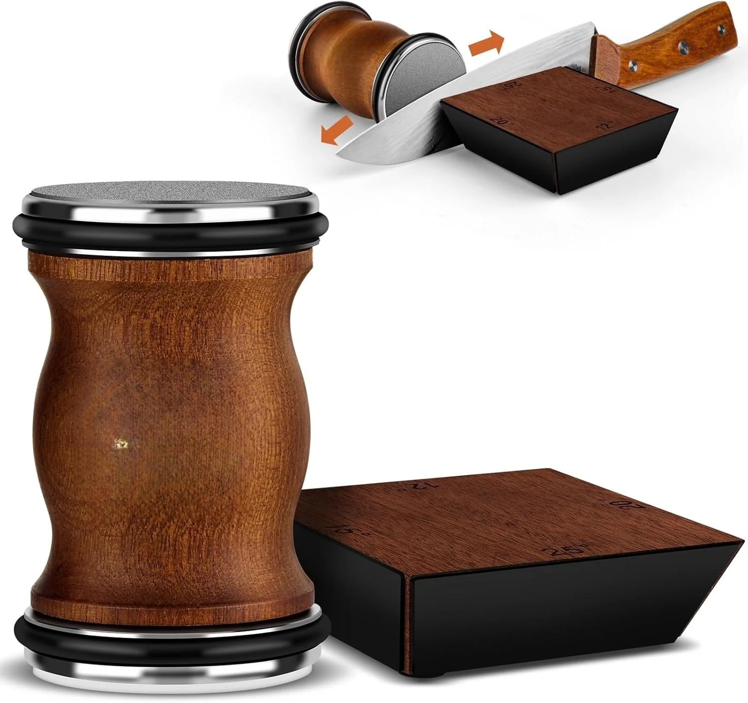 ابزار تیزکننده چاقو رولی THE WHITE SHOP، تیزکننده مغناطیسی چند زاویه ای برای چاقوهای آشپزخانه، ست سیستم تیز کردن چاقو الماس و سرامیک، ارائه تیز کردن 15، 20 و 25 درجه