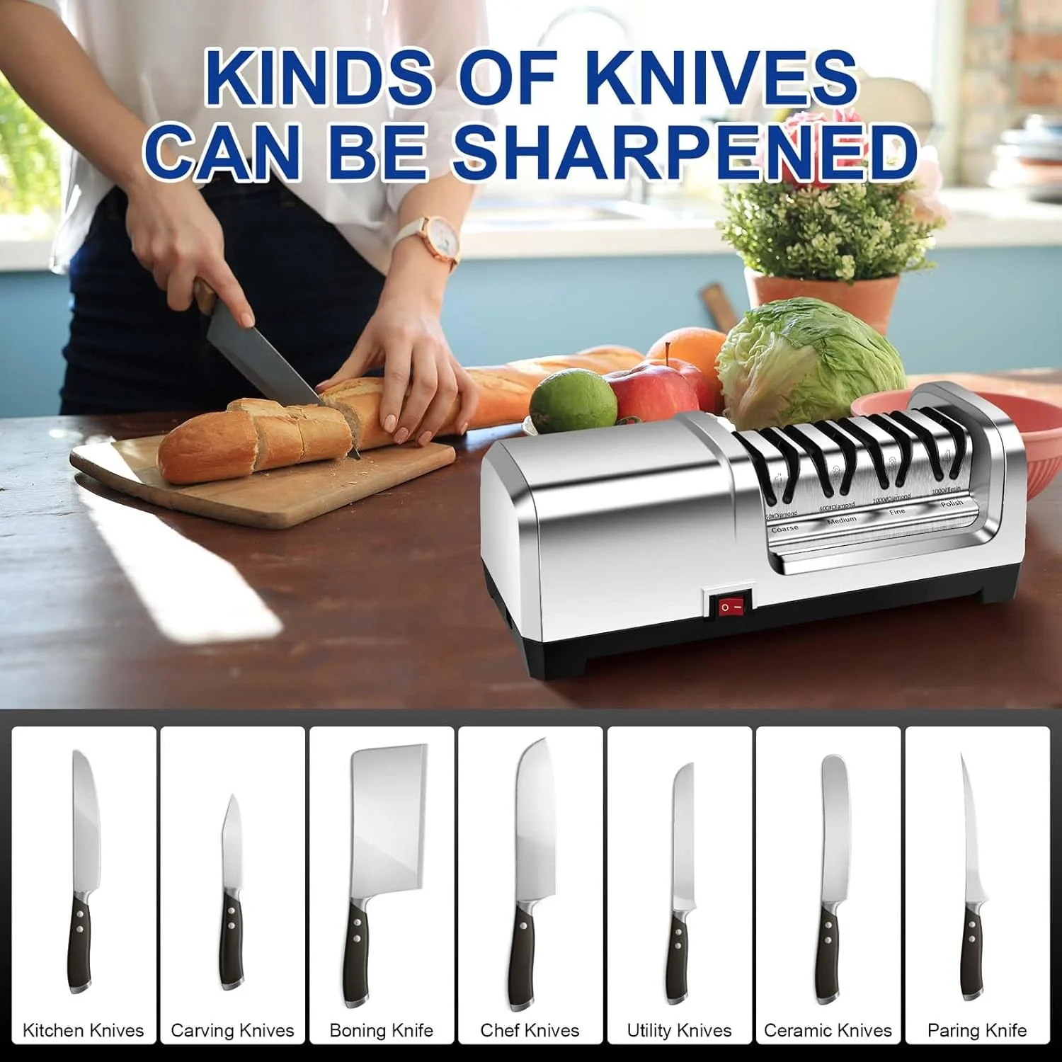 چاقو تیز کن برقی حرفه ای و سنگین YBSVO با 4 مرحله چاقو تیز کن برقی حرفه ای و سنگین YBSVO با 4 مرحله