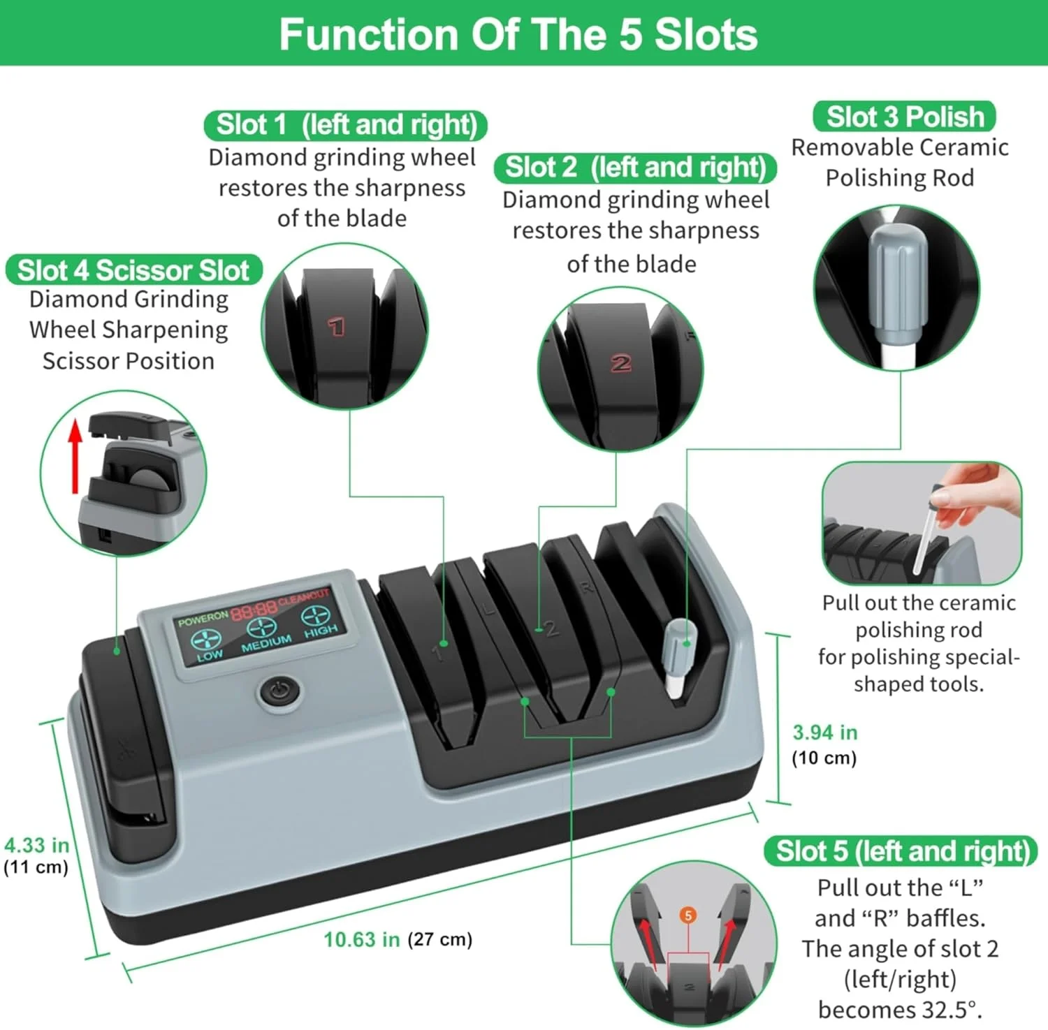 چاقو تیزکن برقی 5 در 1 THE WHITE SHOP - چاقو تیزکن برقی با 3 سرعت چرخش قابل تنظیم، مناسب برای چاقوهای تیغه صاف، چاقوهای اره ای، ساطور، چاقوهای سرامیکی و قیچی چاقو تیزکن برقی 5 در 1 THE WHITE SHOP - چاقو تیزکن برقی با 3 سرعت چرخش قابل تنظیم، مناسب برای چاقوهای تیغه صاف، چاقوهای اره ای، ساطور، چاقوهای سرامیکی و قیچی