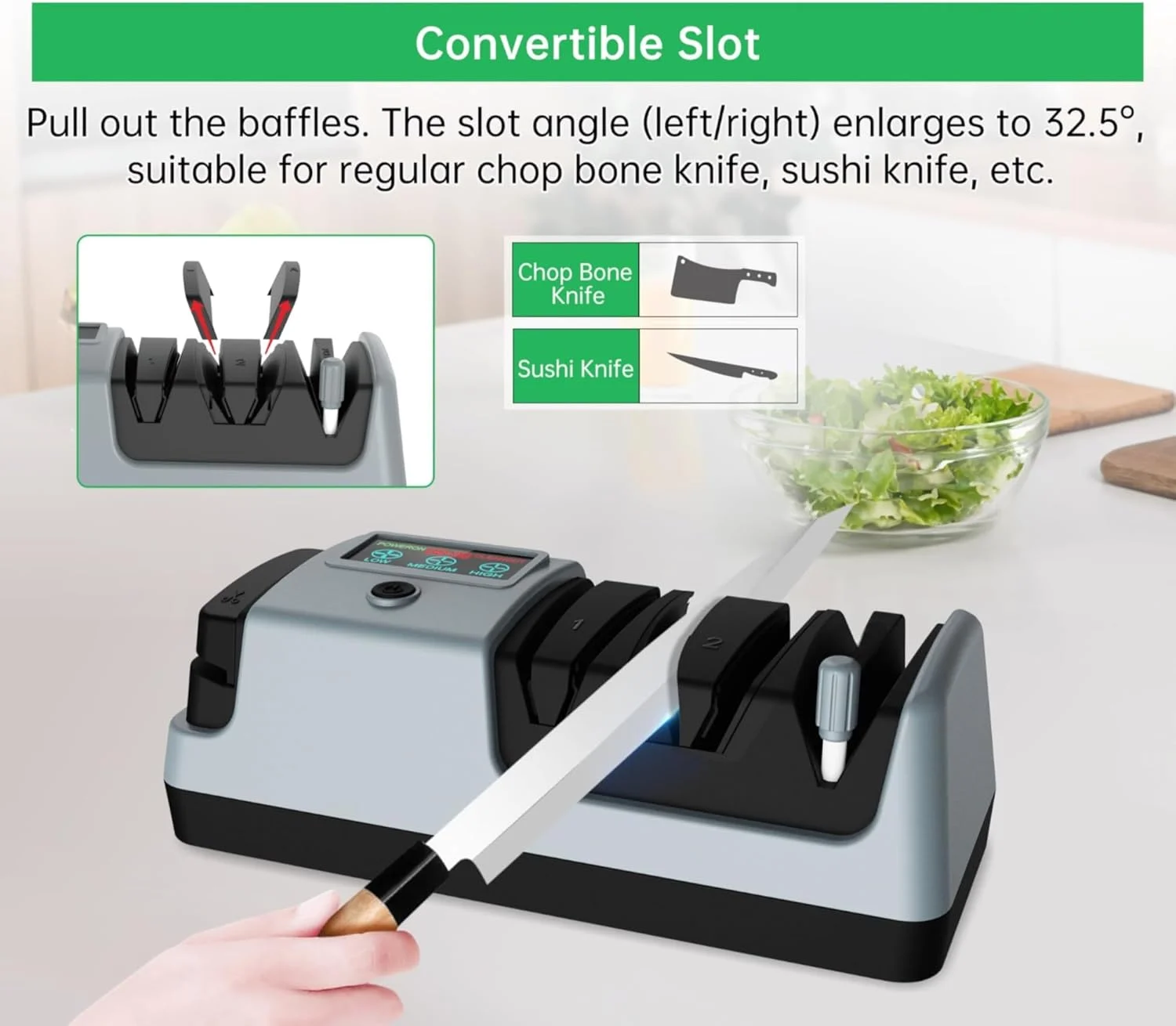 چاقو تیزکن برقی 5 در 1 THE WHITE SHOP - چاقو تیزکن برقی با 3 سرعت چرخش قابل تنظیم، مناسب برای چاقوهای تیغه صاف، چاقوهای اره ای، ساطور، چاقوهای سرامیکی و قیچی چاقو تیزکن برقی 5 در 1 THE WHITE SHOP - چاقو تیزکن برقی با 3 سرعت چرخش قابل تنظیم، مناسب برای چاقوهای تیغه صاف، چاقوهای اره ای، ساطور، چاقوهای سرامیکی و قیچی