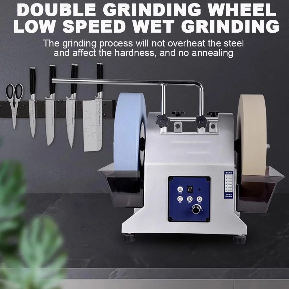 تیزکن برقی چاقو با چرخ سنگ زنی دوگانه TT-YEF، تیزکن کوچک خانگی با خنک کننده آبی، دستگاه پولیش آبی با سرعت پایین، تیزکن دو طرفه خشک/مرطوب چاقو، B تیزکن برقی چاقو با چرخ سنگ زنی دوگانه TT-YEF، تیزکن کوچک خانگی با خنک کننده آبی، دستگاه پولیش آبی با سرعت پایین، تیزکن دو طرفه خشک/مرطوب چاقو، B