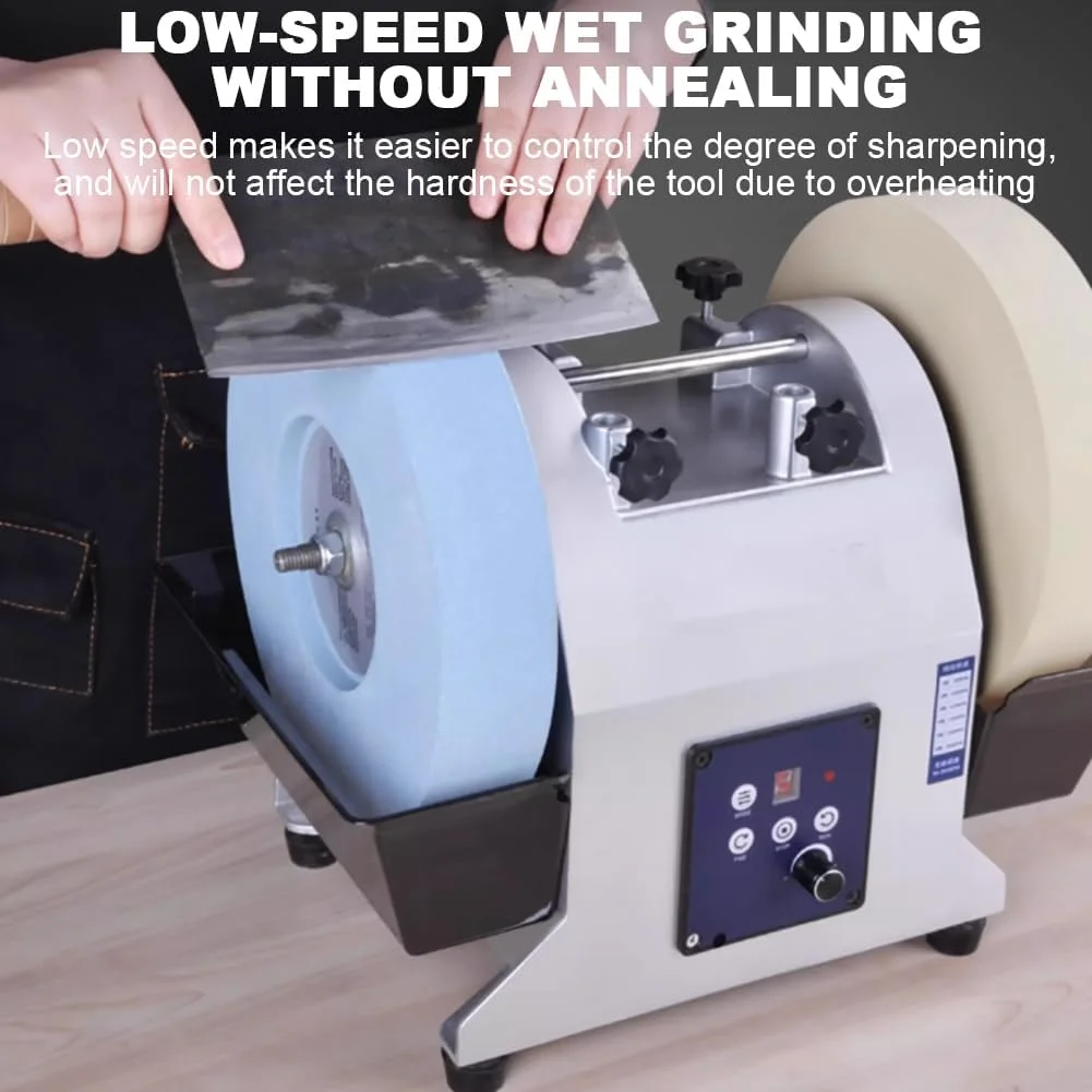 تیزکن برقی چاقو با چرخ سنگ زنی دوگانه TT-YEF، تیزکن کوچک خانگی با خنک کننده آبی، دستگاه پولیش آبی با سرعت پایین، تیزکن دو طرفه خشک/مرطوب چاقو، B تیزکن برقی چاقو با چرخ سنگ زنی دوگانه TT-YEF، تیزکن کوچک خانگی با خنک کننده آبی، دستگاه پولیش آبی با سرعت پایین، تیزکن دو طرفه خشک/مرطوب چاقو، B