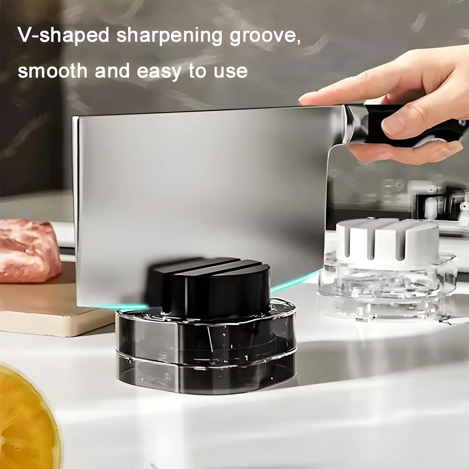 چاقو تیز کن مکنده ای TERRIFI، چاقو تیز کن دستی قابل حمل با سنگ سنباده راه راه و پایه مکنده چرخشی، ابزار تیز کردن لبه سریع چند منظوره برای چاقوهای آشپزخانه، قیچی چاقو تیز کن مکنده ای TERRIFI، چاقو تیز کن دستی قابل حمل با سنگ سنباده راه راه و پایه مکنده چرخشی، ابزار تیز کردن لبه سریع چند منظوره برای چاقوهای آشپزخانه، قیچی