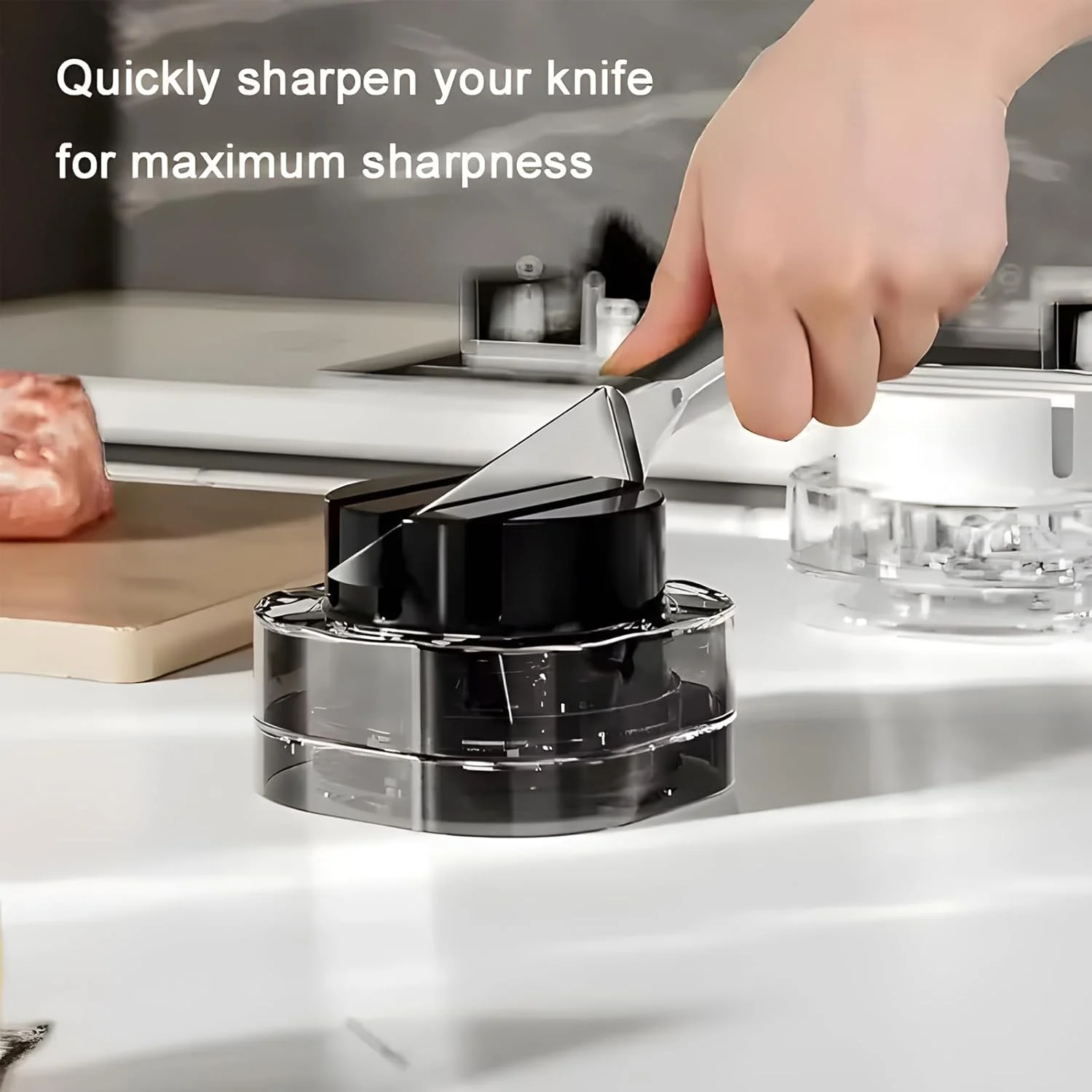 چاقو تیز کن مکنده ای TERRIFI، چاقو تیز کن دستی قابل حمل با سنگ سنباده راه راه و پایه مکنده چرخشی، ابزار تیز کردن لبه سریع چند منظوره برای چاقوهای آشپزخانه، قیچی چاقو تیز کن مکنده ای TERRIFI، چاقو تیز کن دستی قابل حمل با سنگ سنباده راه راه و پایه مکنده چرخشی، ابزار تیز کردن لبه سریع چند منظوره برای چاقوهای آشپزخانه، قیچی