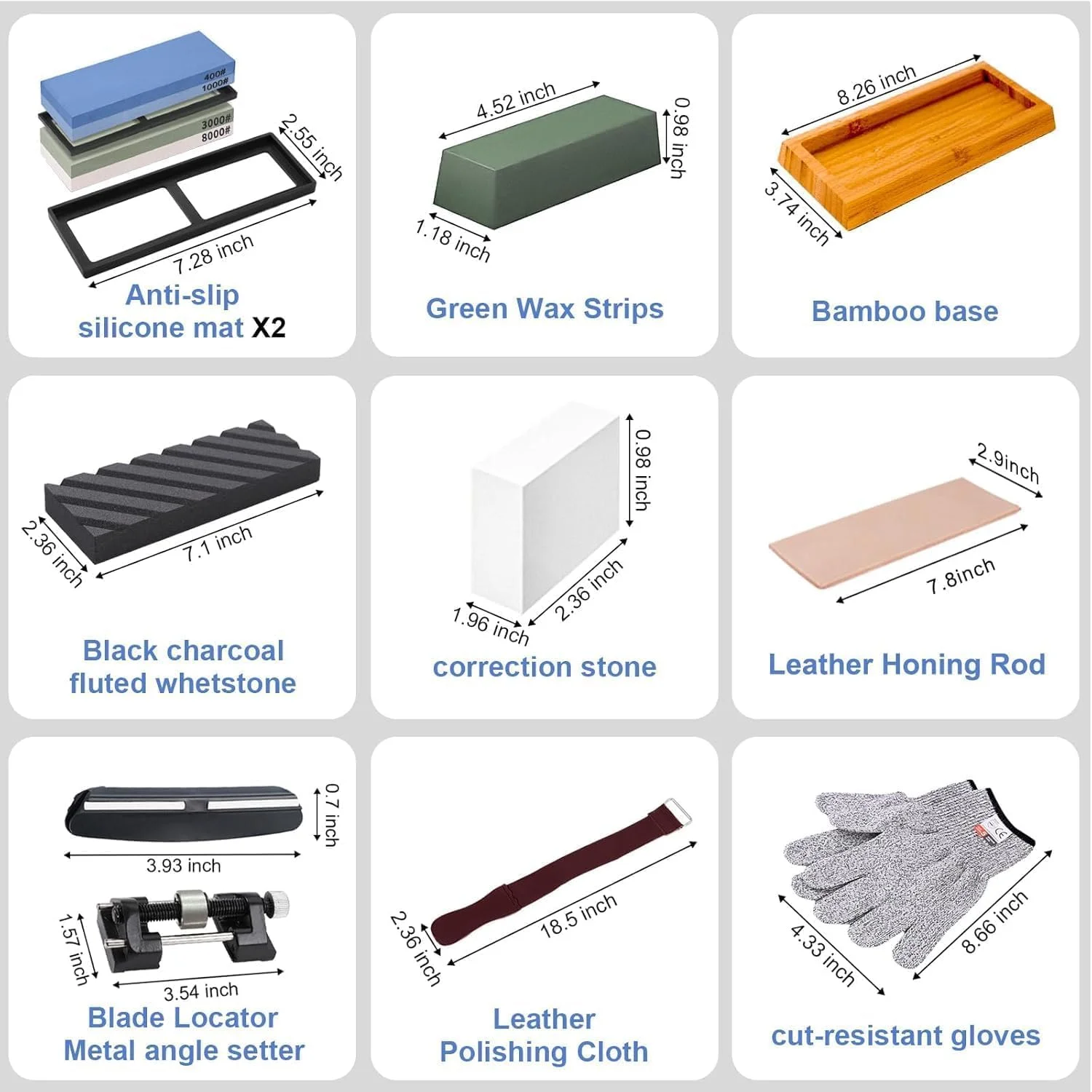 مجموعه سنگ تیزکن چاقو TFMOJHST - سنگ تیزکن آشپزخانه 4 طرفه با درجه زبری 400/1000 3000/8000، سنگ تیزکن حرفه ای آشپزخانه شامل پایه های لاستیکی ضد لغزش، سنگ صاف کننده مجموعه سنگ تیزکن چاقو TFMOJHST - سنگ تیزکن آشپزخانه 4 طرفه با درجه زبری 400/1000 3000/8000، سنگ تیزکن حرفه ای آشپزخانه شامل پایه های لاستیکی ضد لغزش، سنگ صاف کننده